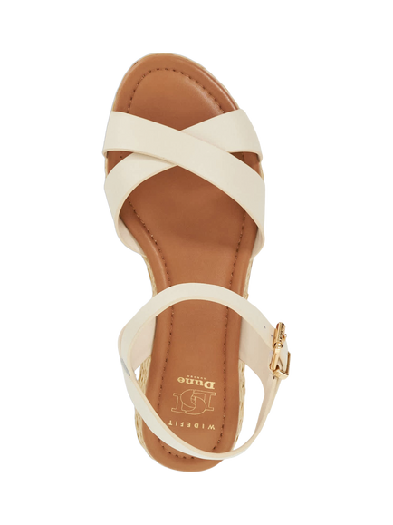 Dune London Littleton Wide Fit Leather Rope Wedge Strappy Sandals - view 2, Ecru
