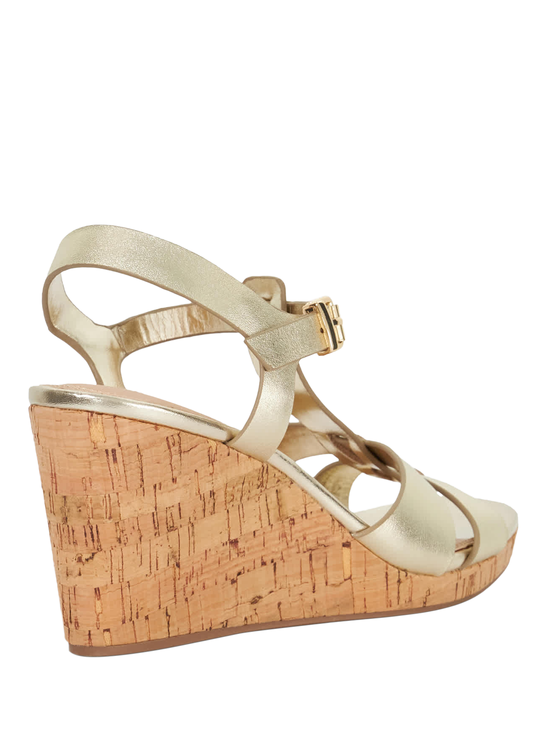 Product image 4 of 5, which shows Dune London Kastro Wide Fit Metallic Leather Wedge Heeled Sandals, Gold, EU37