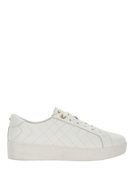 Dune London Egent Wide Fit Quilted Leather Flatform Trainers, White, White