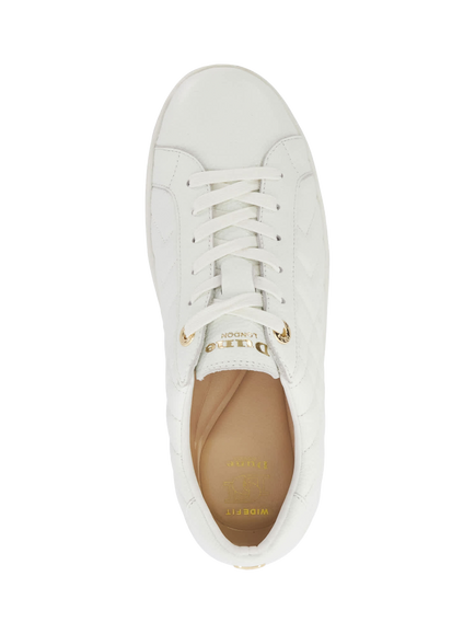 Dune London Egent Wide Fit Quilted Leather Flatform Trainers, White - view 2, White