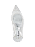 Dune London Brightest Mesh Diamante Court Shoes, Silver, Silver