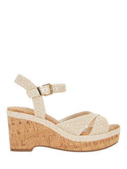 Dune London Kelulu Wide Fit Textured Wedge Heeled Sandals, Ecru, Ecru
