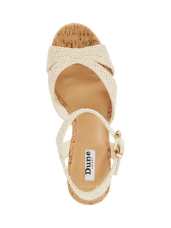 Dune London Kelulu Wide Fit Textured Wedge Heeled Sandals, Ecru - view 2, Ecru
