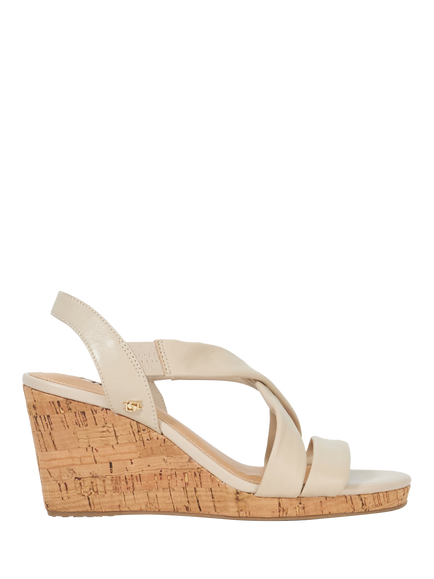 Dune London Wide Fit Kamies Suede Crossover Strap Wedge Heeled Sandals, Ecru, Ecru