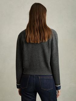 Reiss Eloise Wool Rich Cardigan - view 2, Charcoal