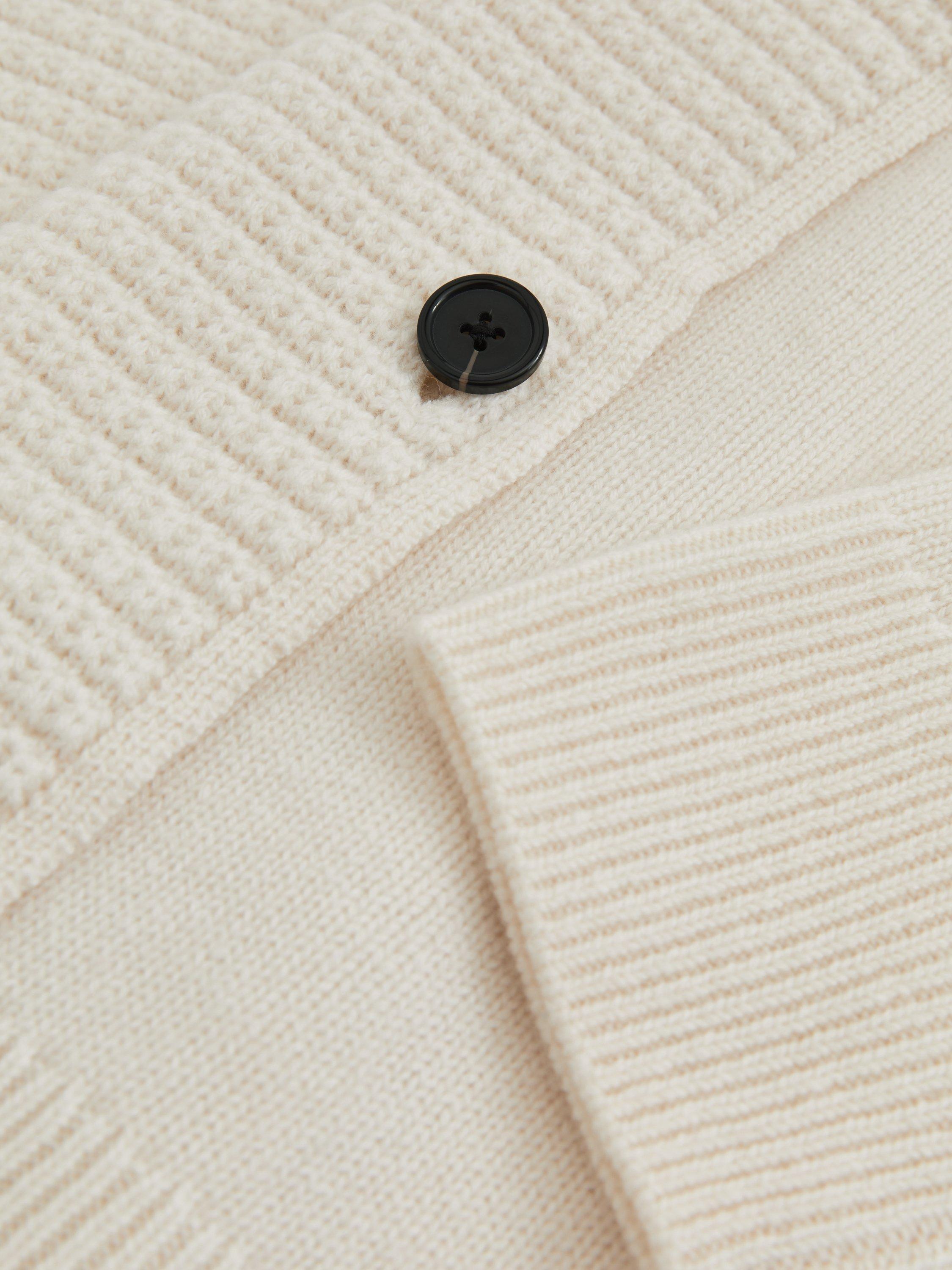 Product image 2 of 5, which shows Reiss Phoebe Button Neck Wool Rich Jumper, White, XS