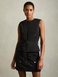 Reiss Mio Quilted Vest Top, Black