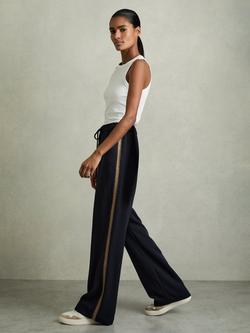 Reiss Inaya Stripe Wide Leg Trousers, Navy