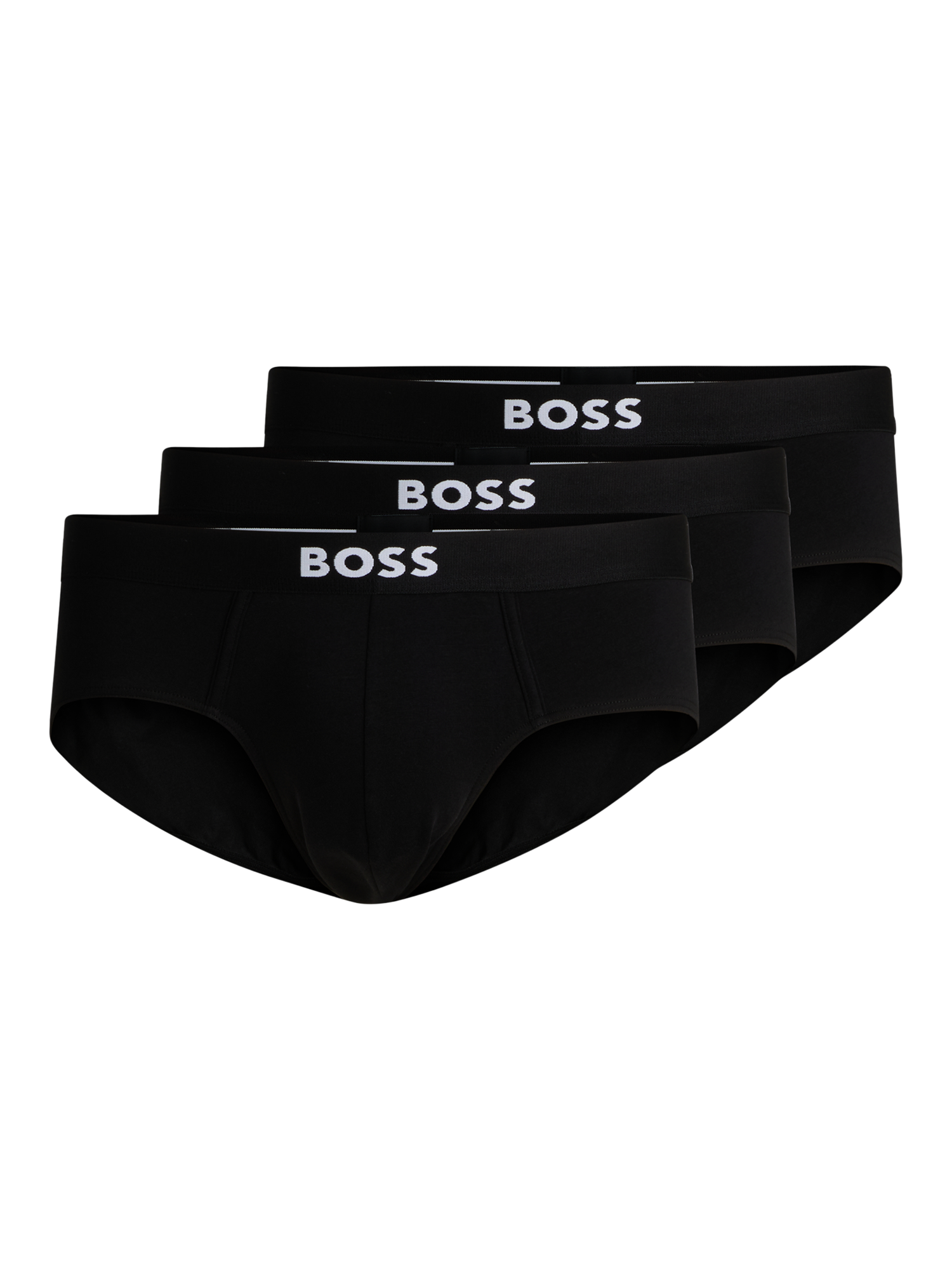 Product image 1 of 5, which shows BOSS Logo Band Stretch Briefs, Pack of 3, Black, L