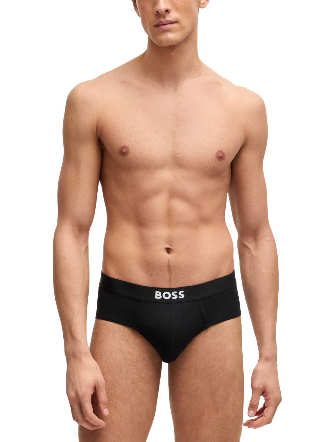 Product image 2 of 5, which shows BOSS Logo Band Stretch Briefs, Pack of 3, Black, L