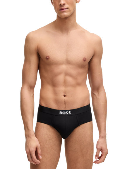 BOSS Logo Band Stretch Briefs, Pack of 3, Black - view 2, Black