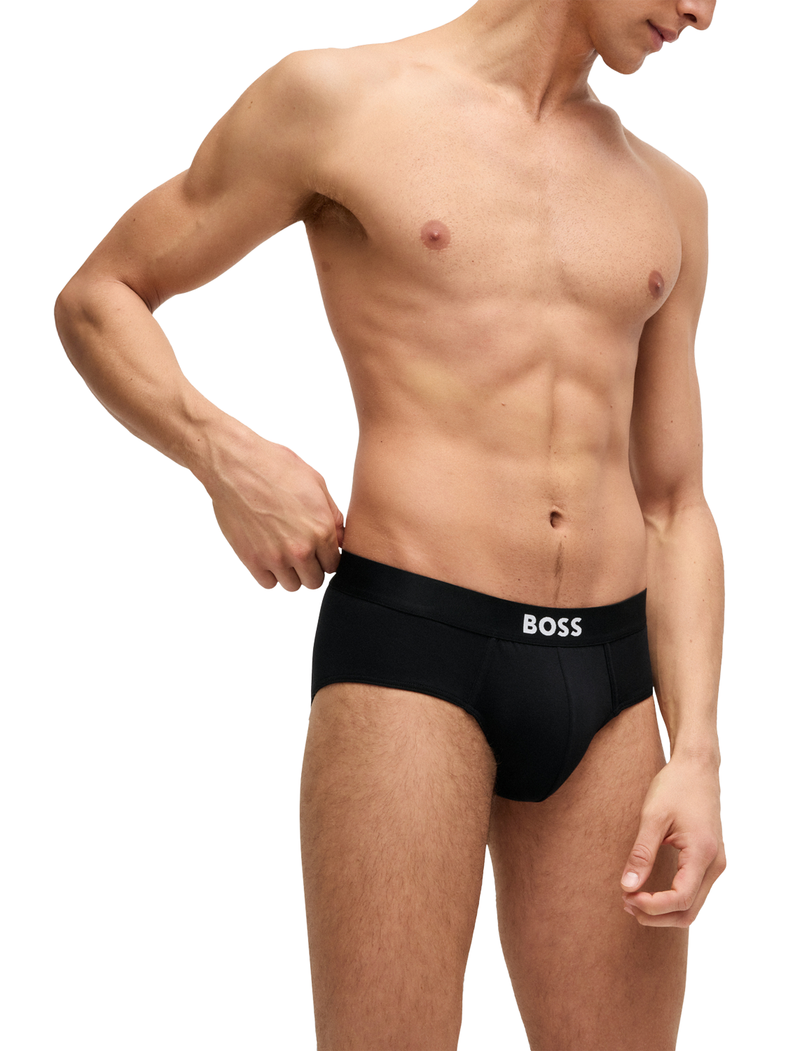 Product image 4 of 5, which shows BOSS Logo Band Stretch Briefs, Pack of 3, Black, L