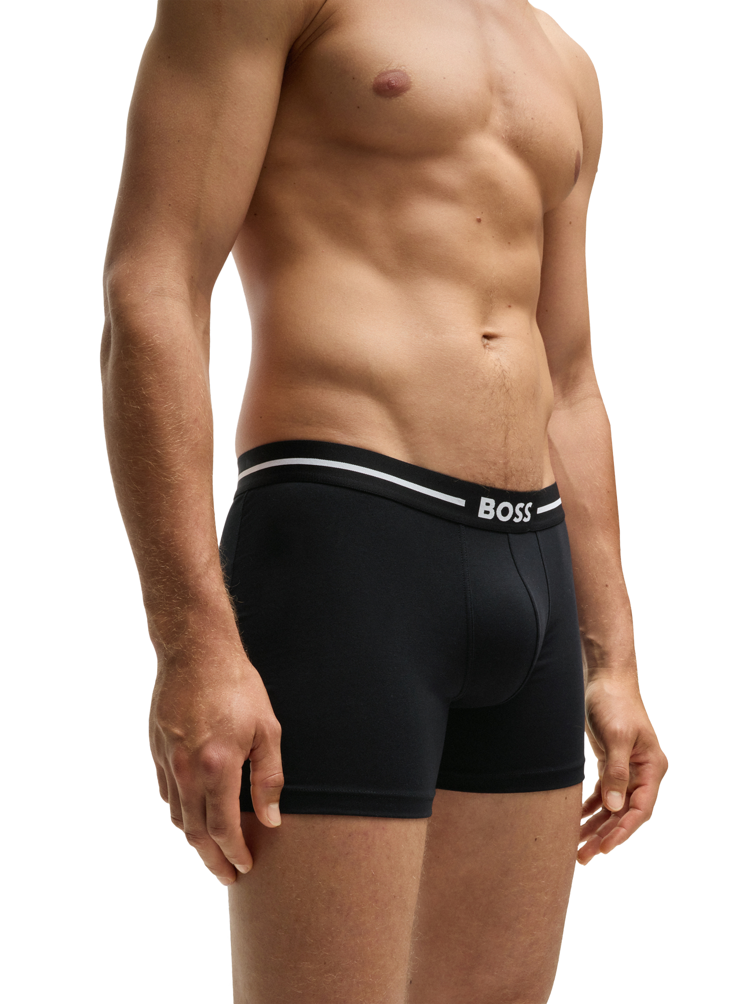 Product image 2 of 5, which shows BOSS Jacquard Waistband Trunks, Pack of 3, Black, L