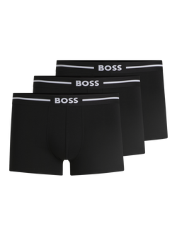 BOSS Jacquard Waistband Trunks, Pack of 3, Black, Black