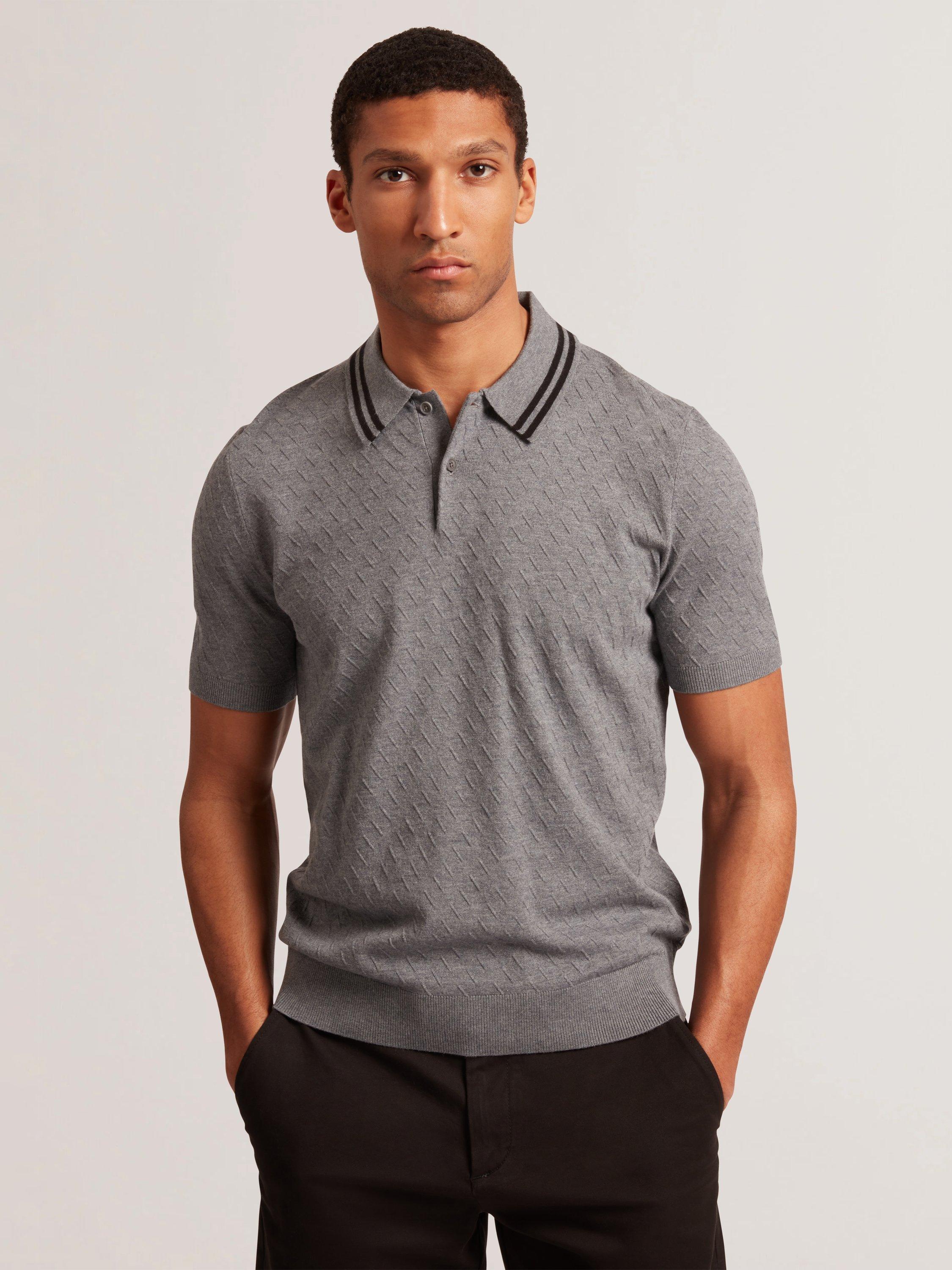 Product image 1 of 8, which shows Ted Baker Broch Regular Fit Short Sleeve Polo Shirt, Grey, M