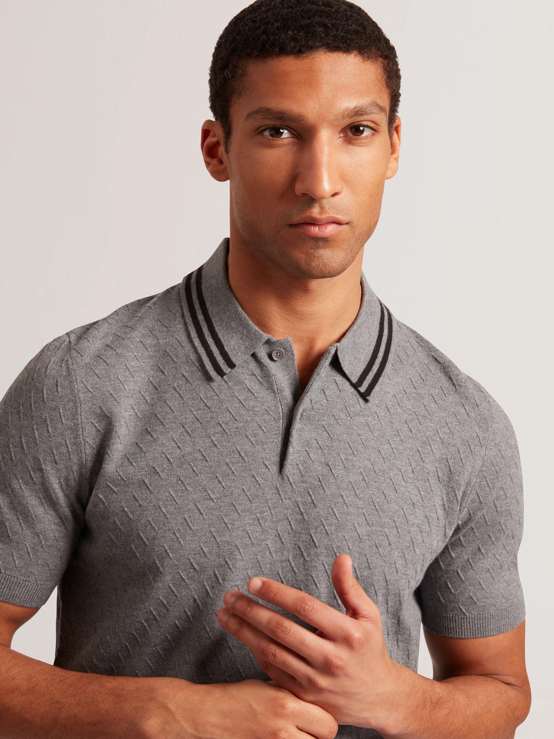 Product image 3 of 8, which shows Ted Baker Broch Regular Fit Short Sleeve Polo Shirt, Grey, M