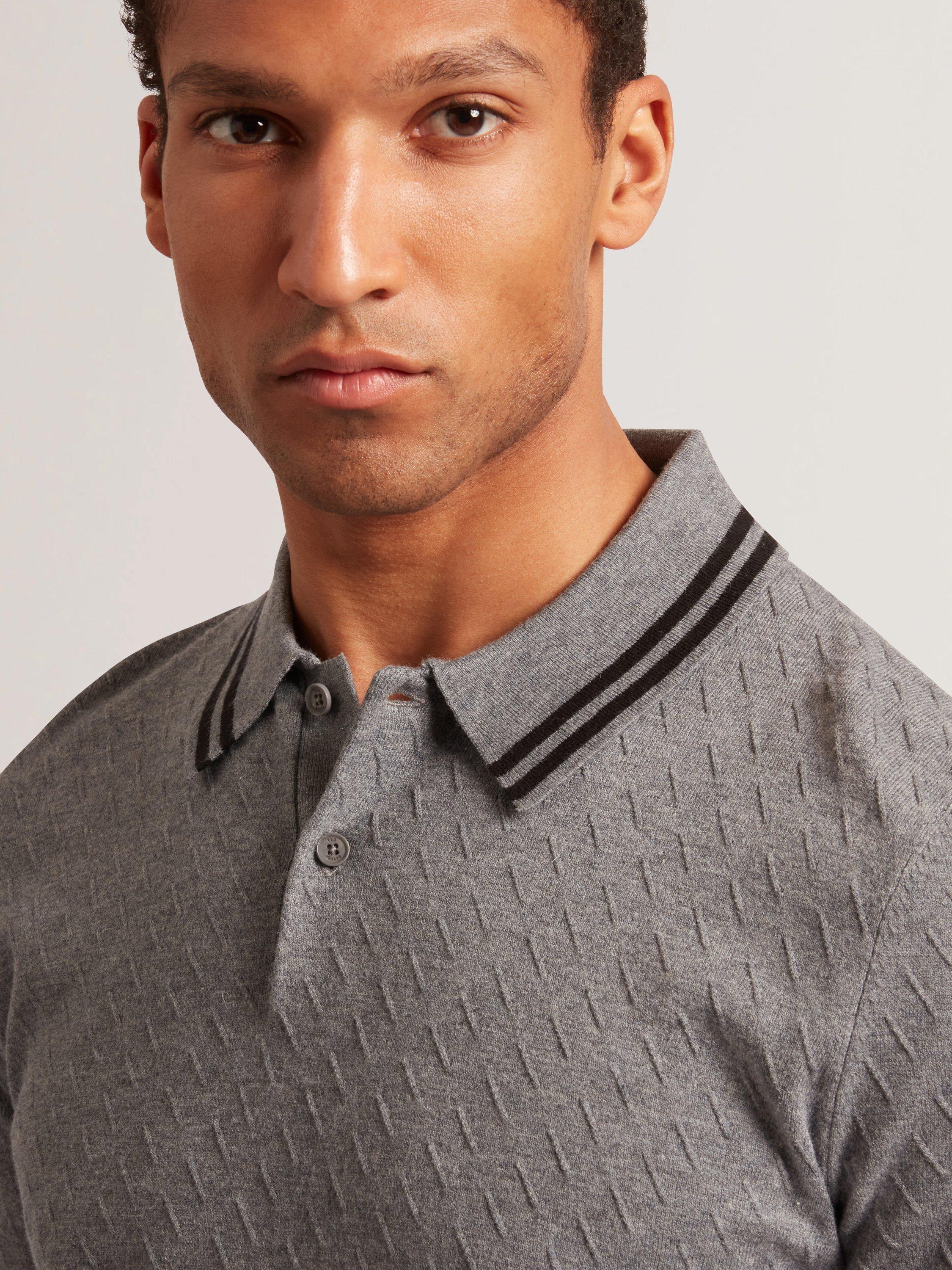 Product image 4 of 8, which shows Ted Baker Broch Regular Fit Short Sleeve Polo Shirt, Grey, M