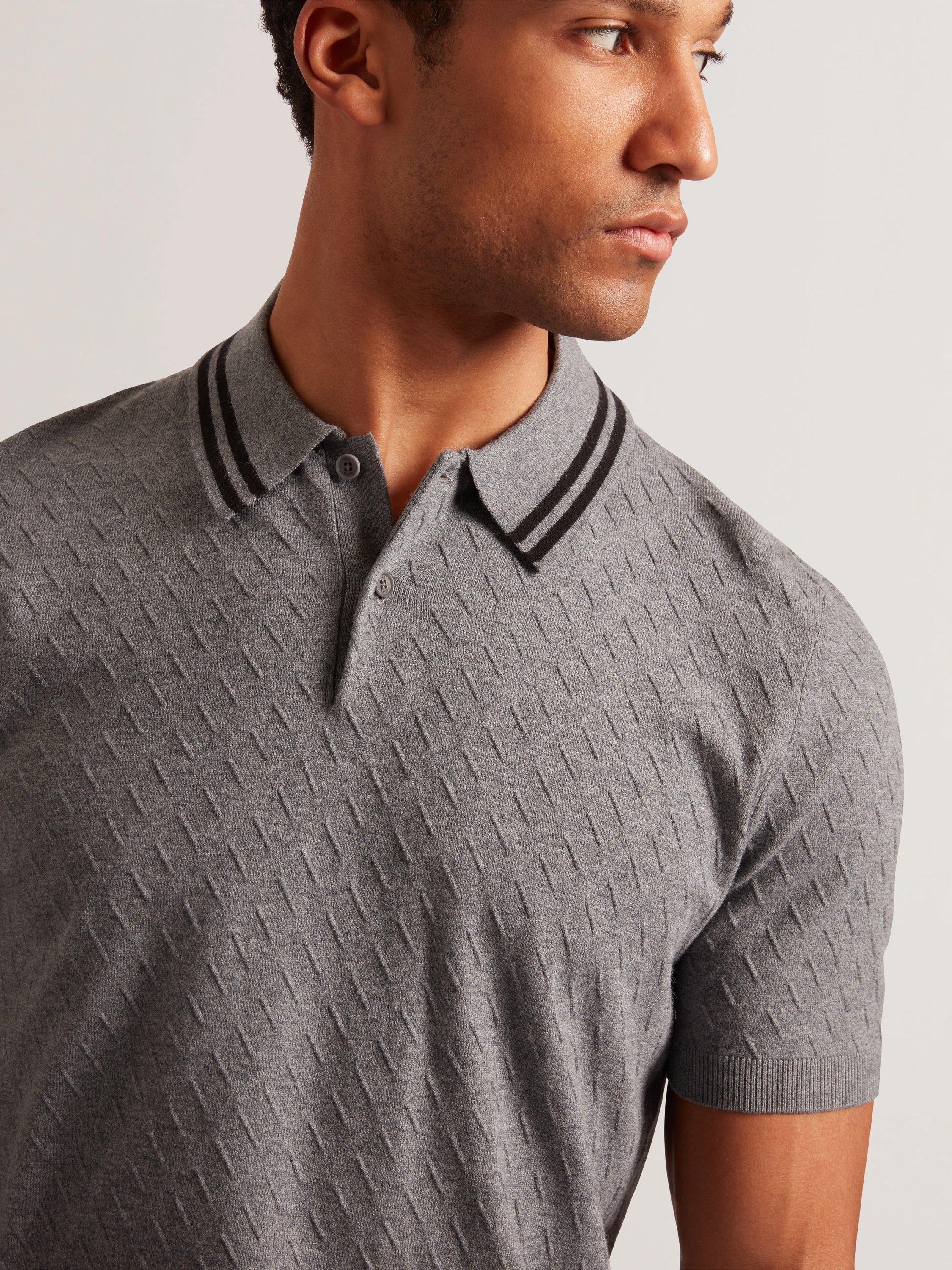 Product image 5 of 8, which shows Ted Baker Broch Regular Fit Short Sleeve Polo Shirt, Grey, M