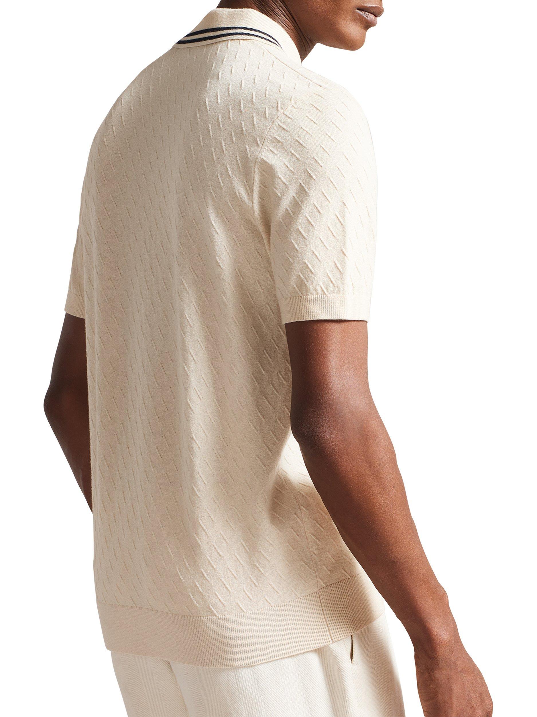 Product image 2 of 4, which shows Ted Baker Broch Regular Fit Short Sleeve Polo Shirt, Natural, M