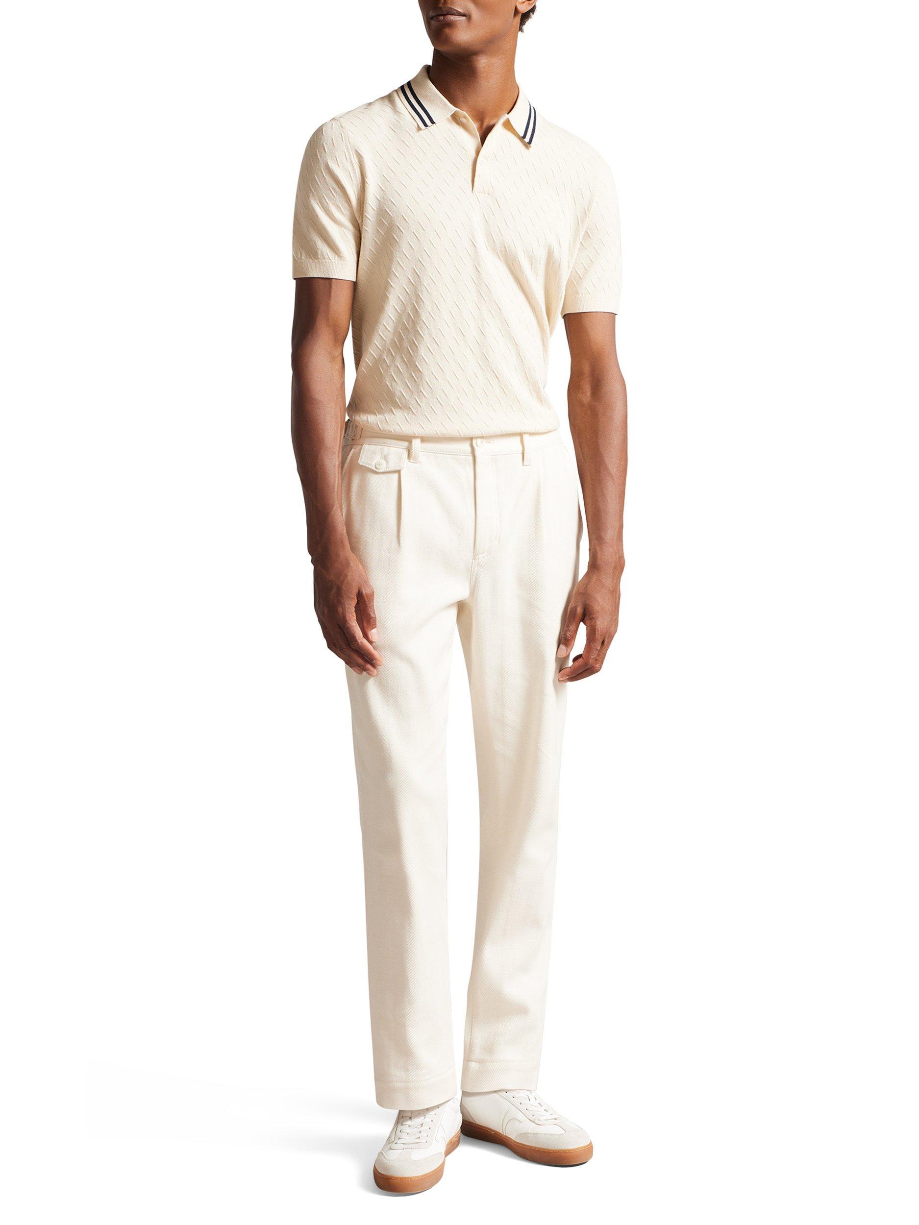 Product image 3 of 4, which shows Ted Baker Broch Regular Fit Short Sleeve Polo Shirt, Natural, M