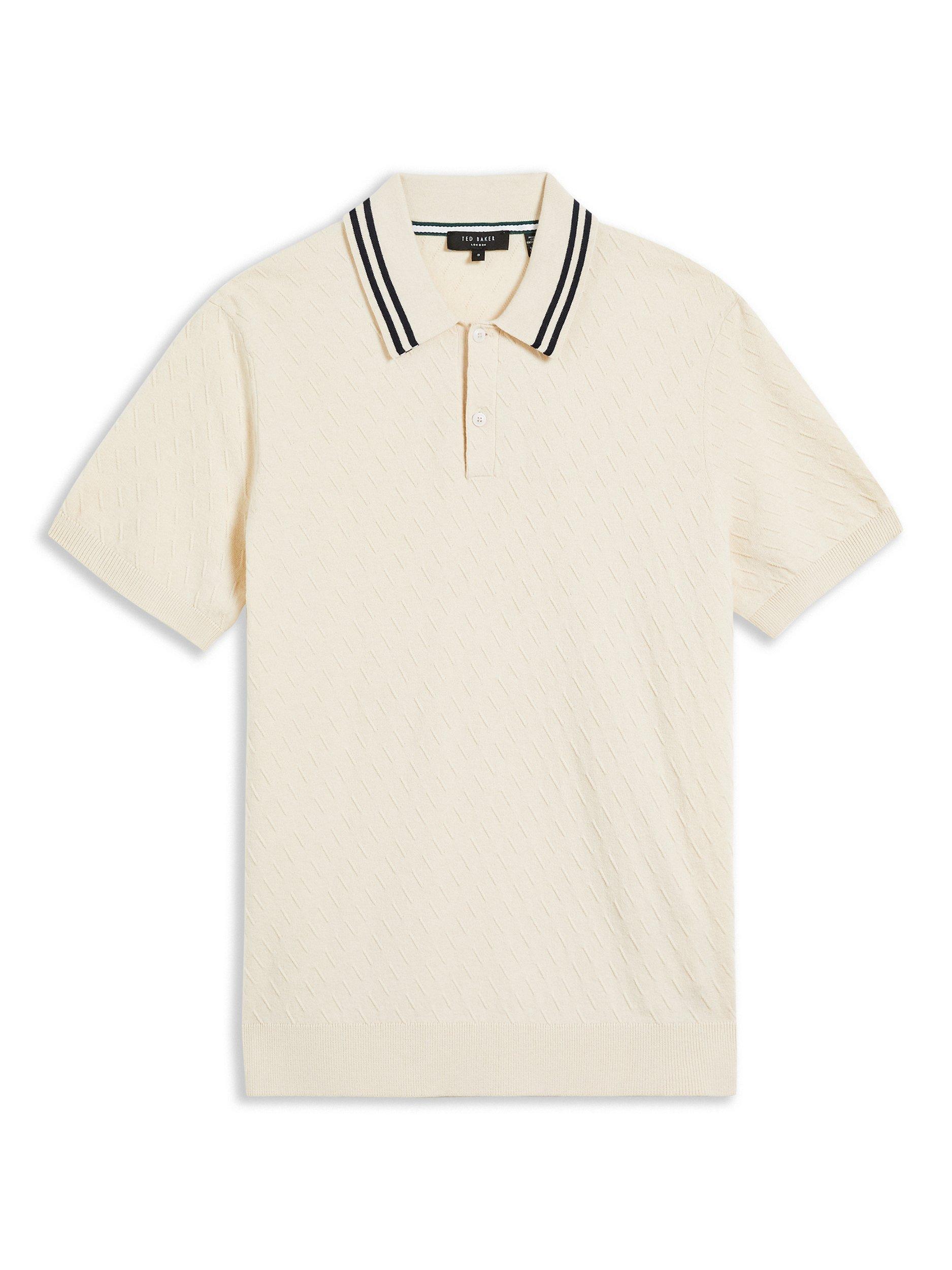 Product image 4 of 4, which shows Ted Baker Broch Regular Fit Short Sleeve Polo Shirt, Natural, M
