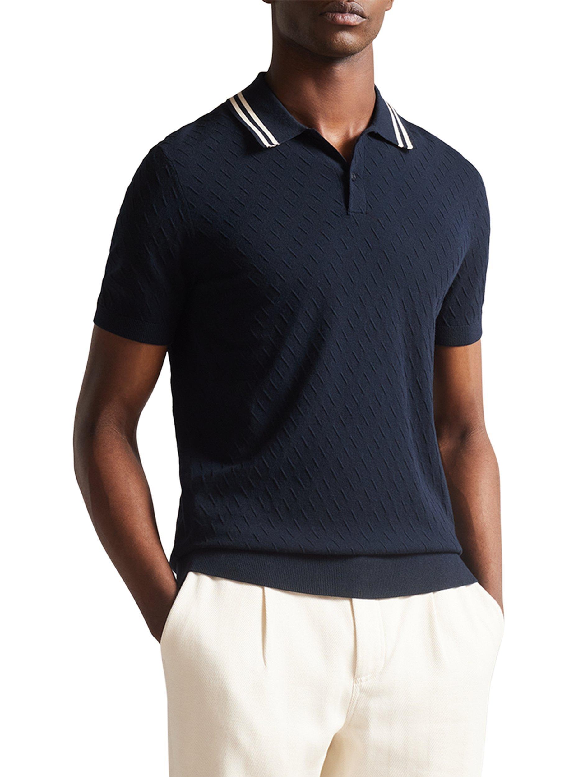 Product image 1 of 4, which shows Ted Baker Broch Regular Fit Short Sleeve Polo Shirt, Navy, L