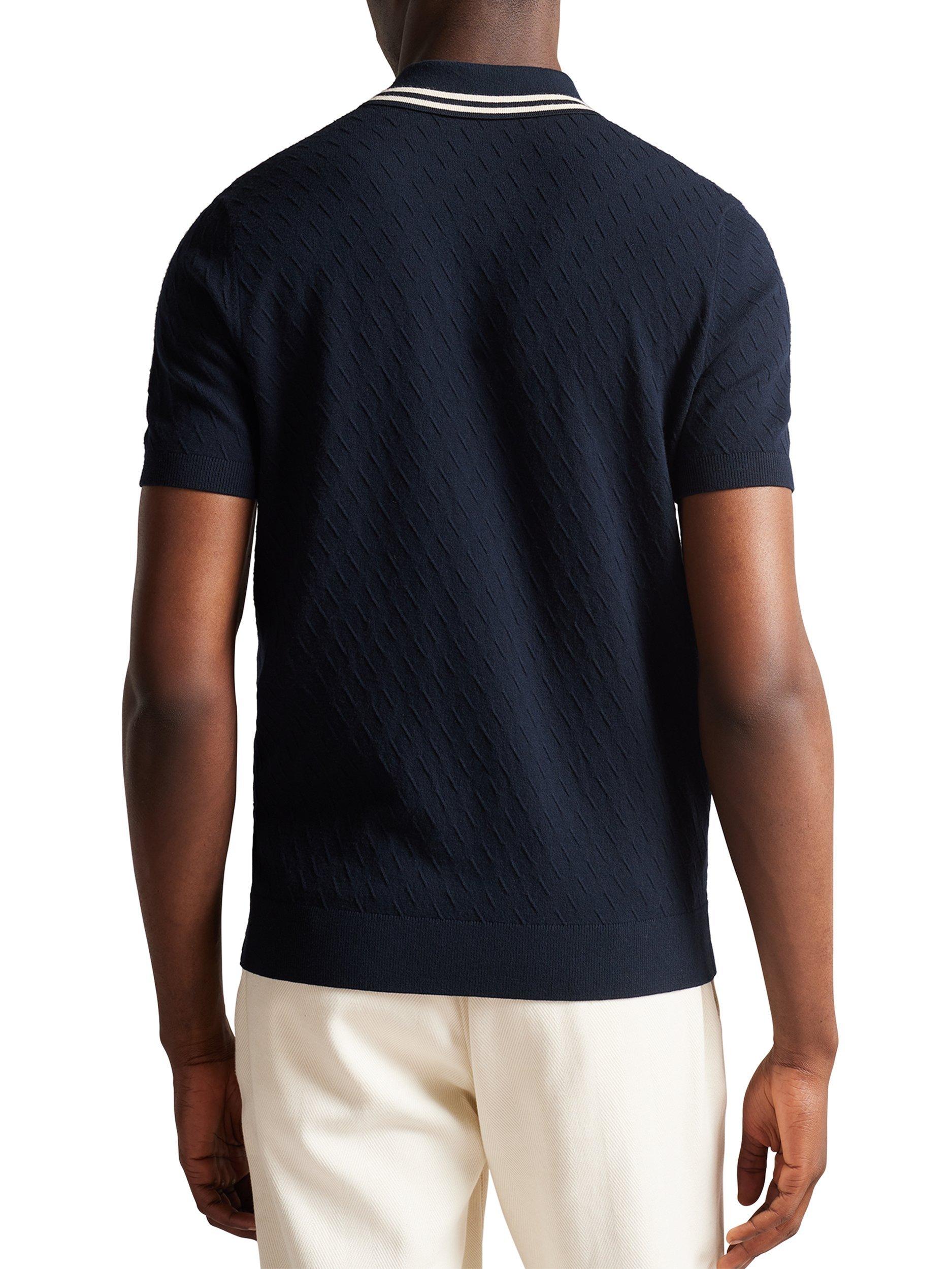 Product image 2 of 4, which shows Ted Baker Broch Regular Fit Short Sleeve Polo Shirt, Navy, L
