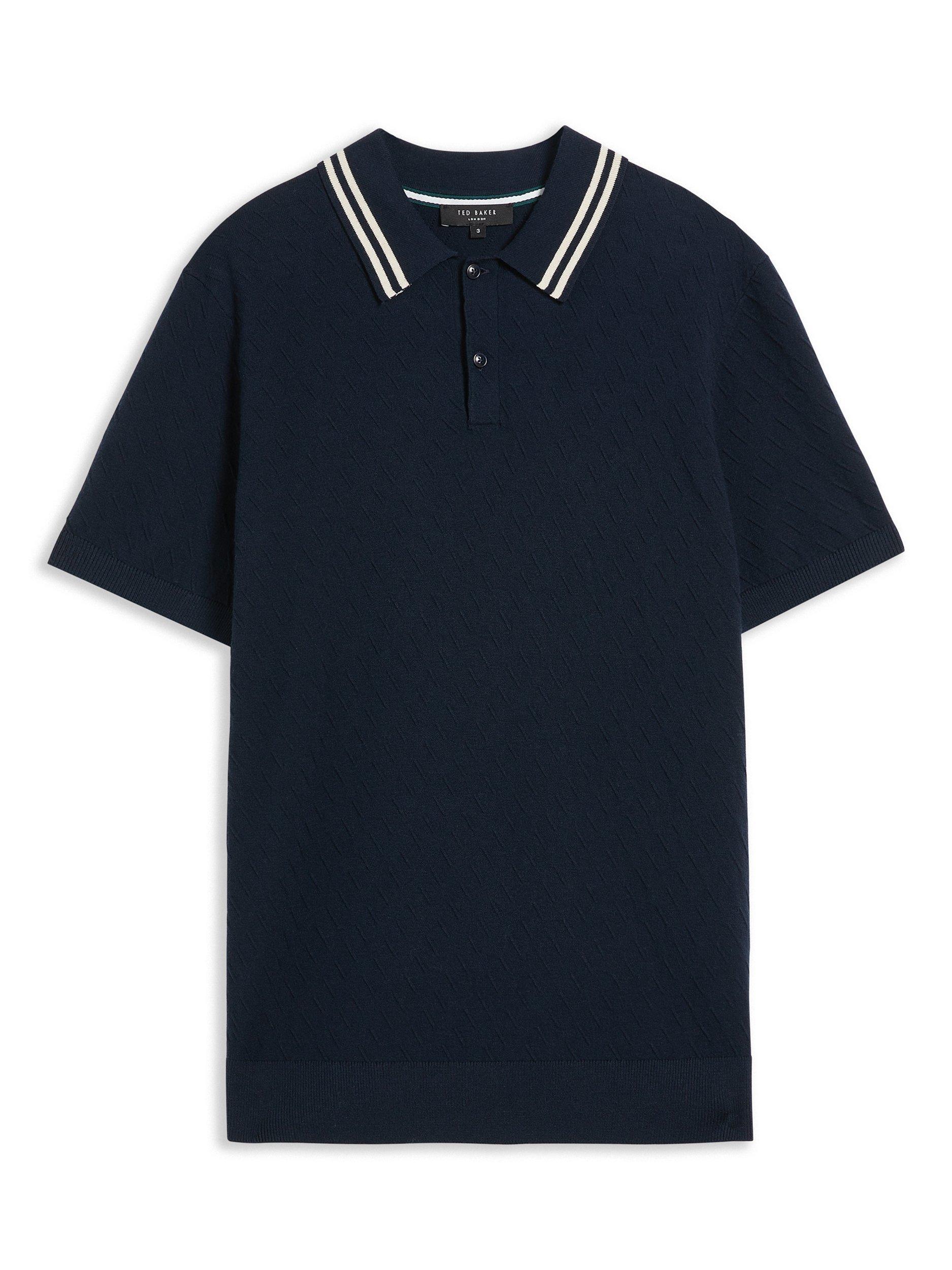 Product image 4 of 4, which shows Ted Baker Broch Regular Fit Short Sleeve Polo Shirt, Navy, L