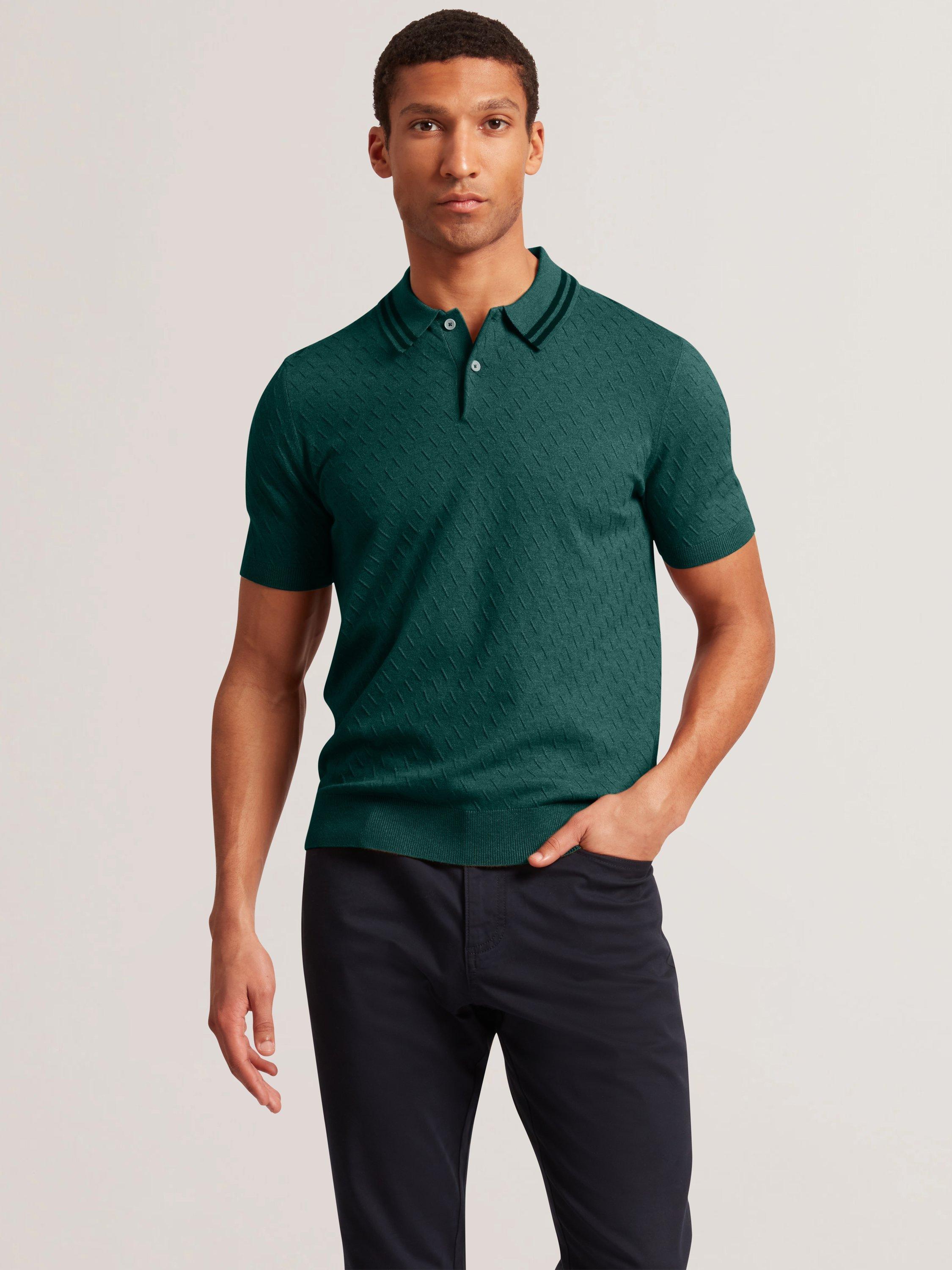 Product image 1 of 8, which shows Ted Baker Broch Regular Fit Short Sleeve Polo Shirt, Olive, S