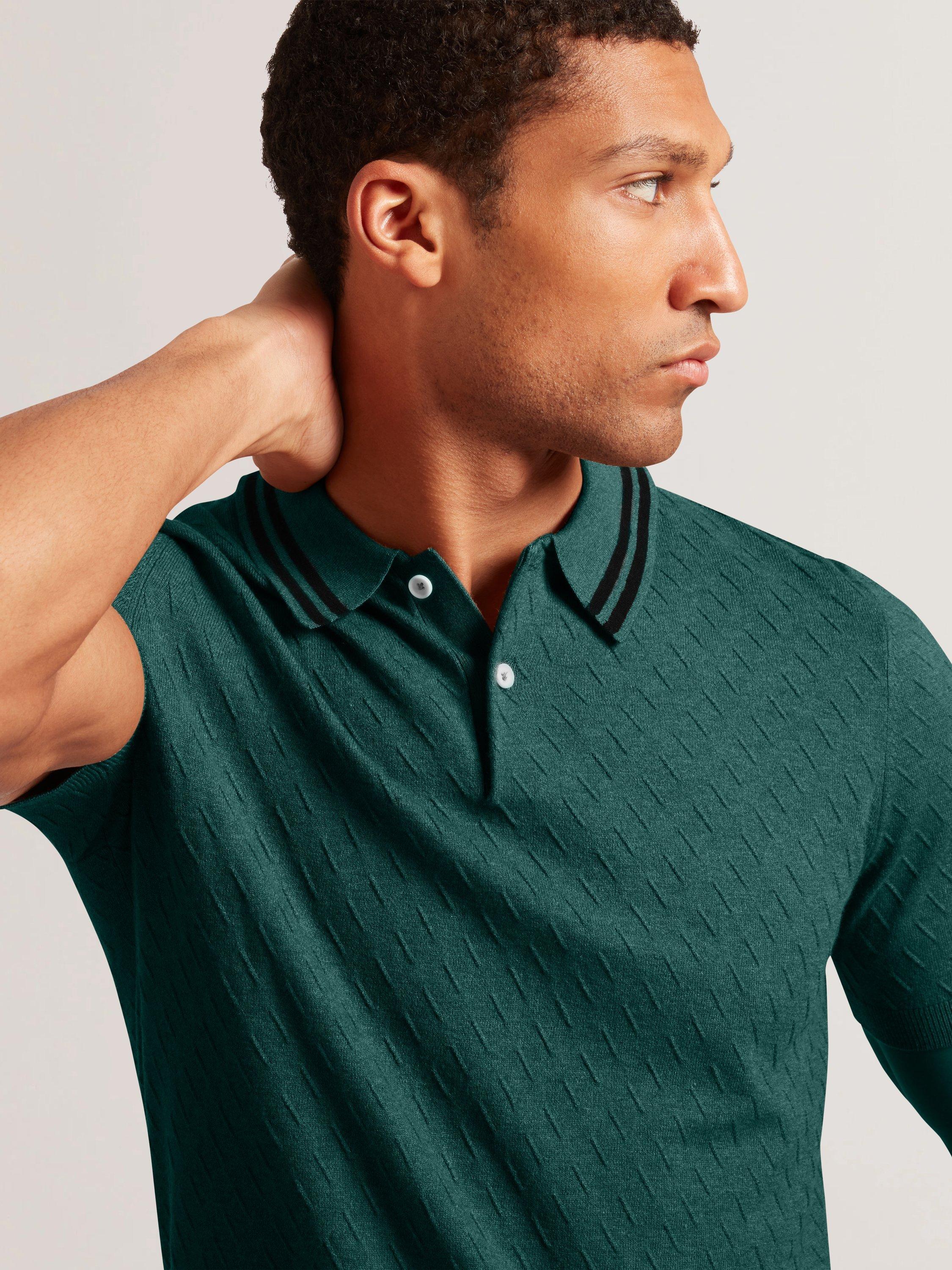 Product image 3 of 8, which shows Ted Baker Broch Regular Fit Short Sleeve Polo Shirt, Olive, S