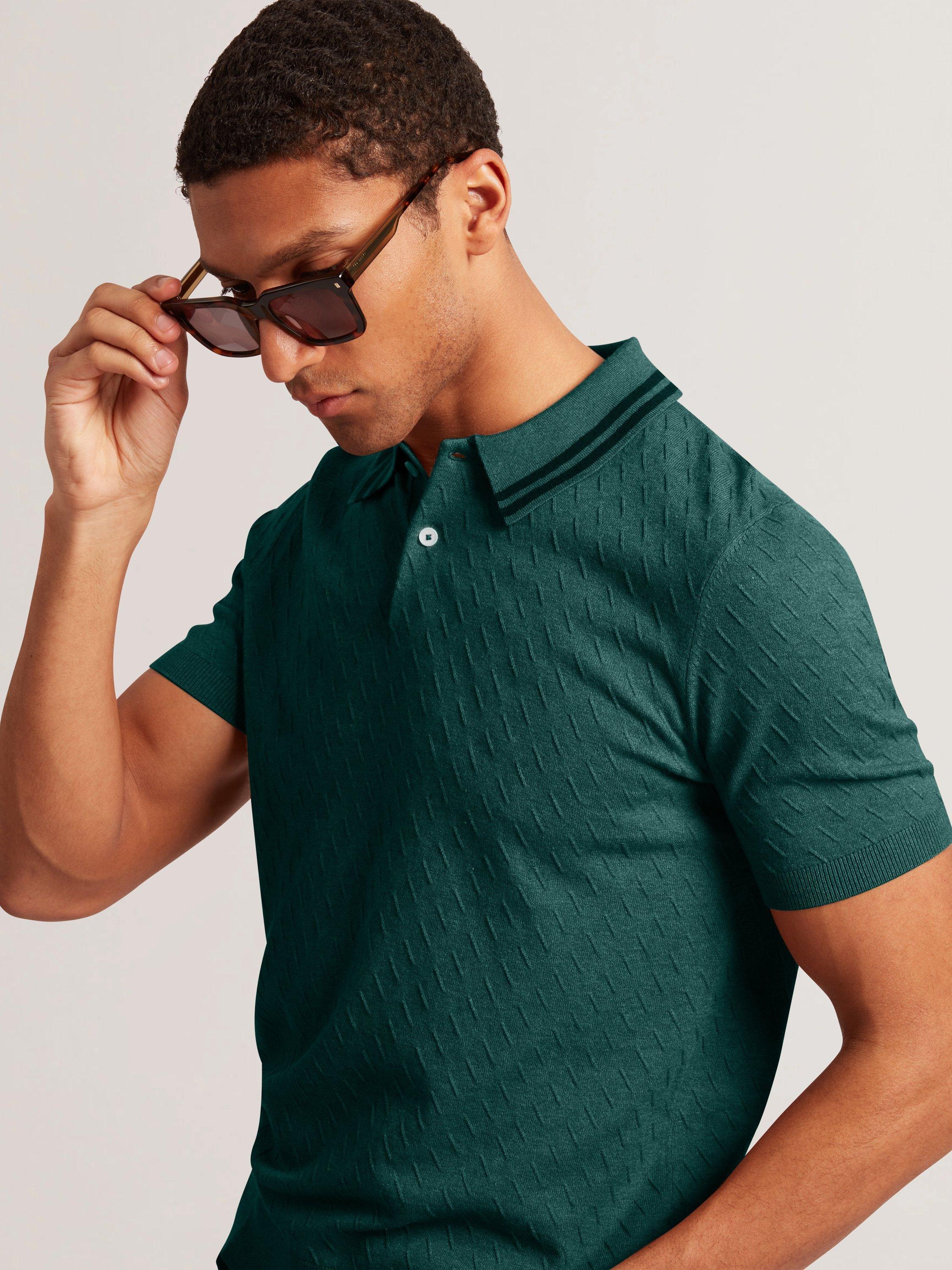 Product image 4 of 8, which shows Ted Baker Broch Regular Fit Short Sleeve Polo Shirt, Olive, S