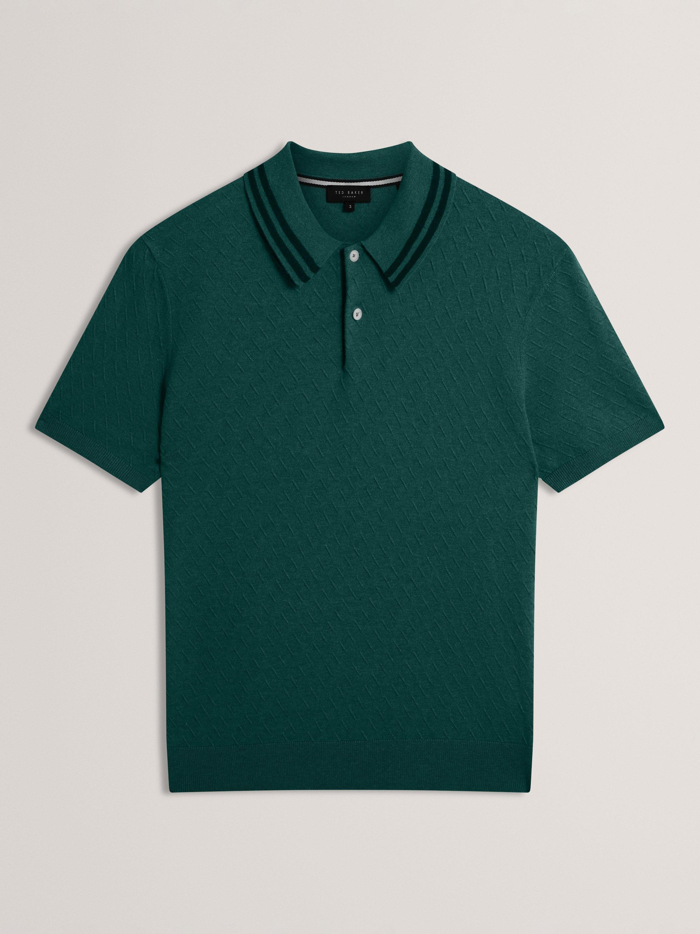 Product image 8 of 8, which shows Ted Baker Broch Regular Fit Short Sleeve Polo Shirt, Olive, S