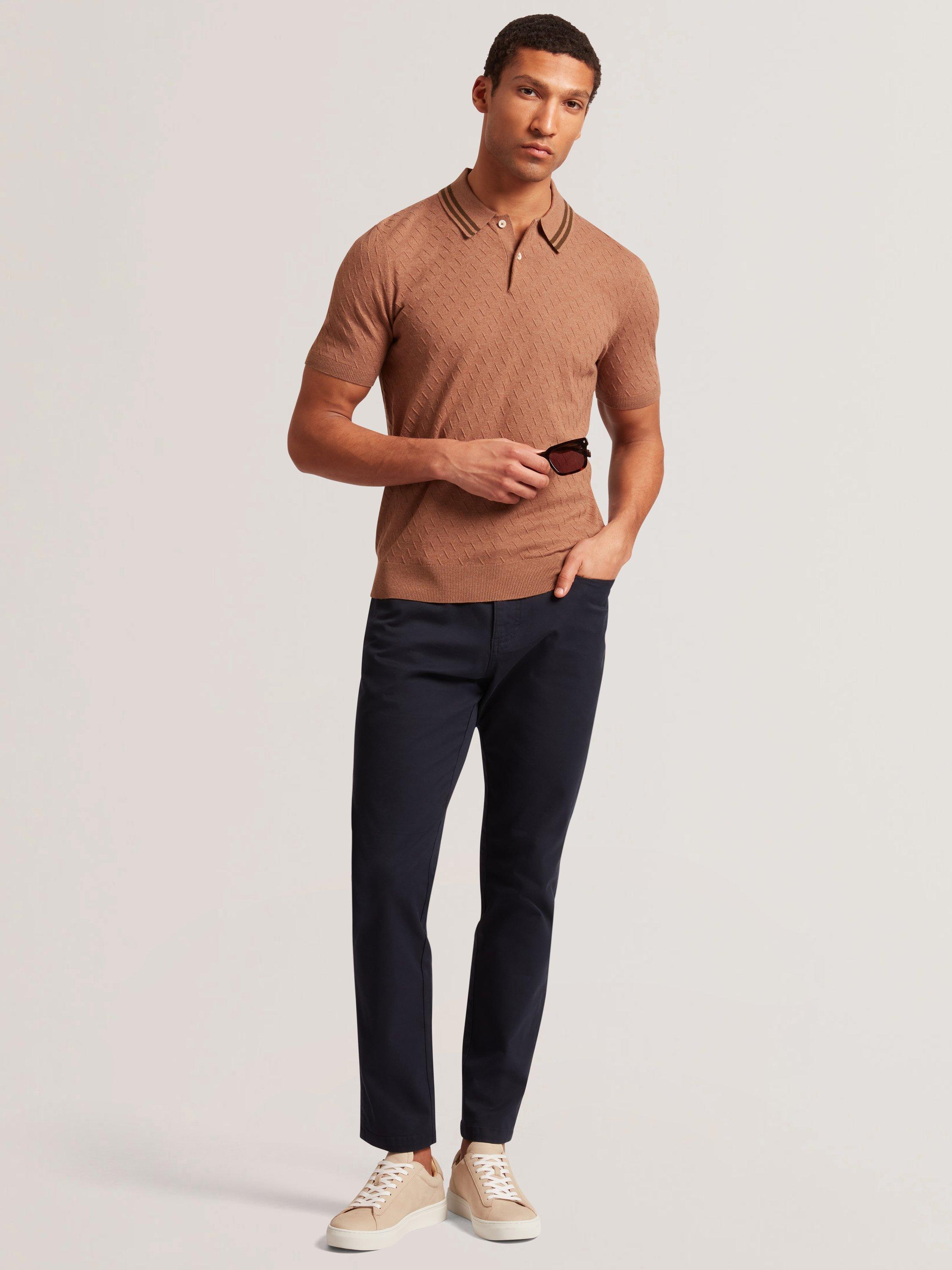 Product image 6 of 8, which shows Ted Baker Broch Regular Fit Short Sleeve Polo Shirt, Tan, S