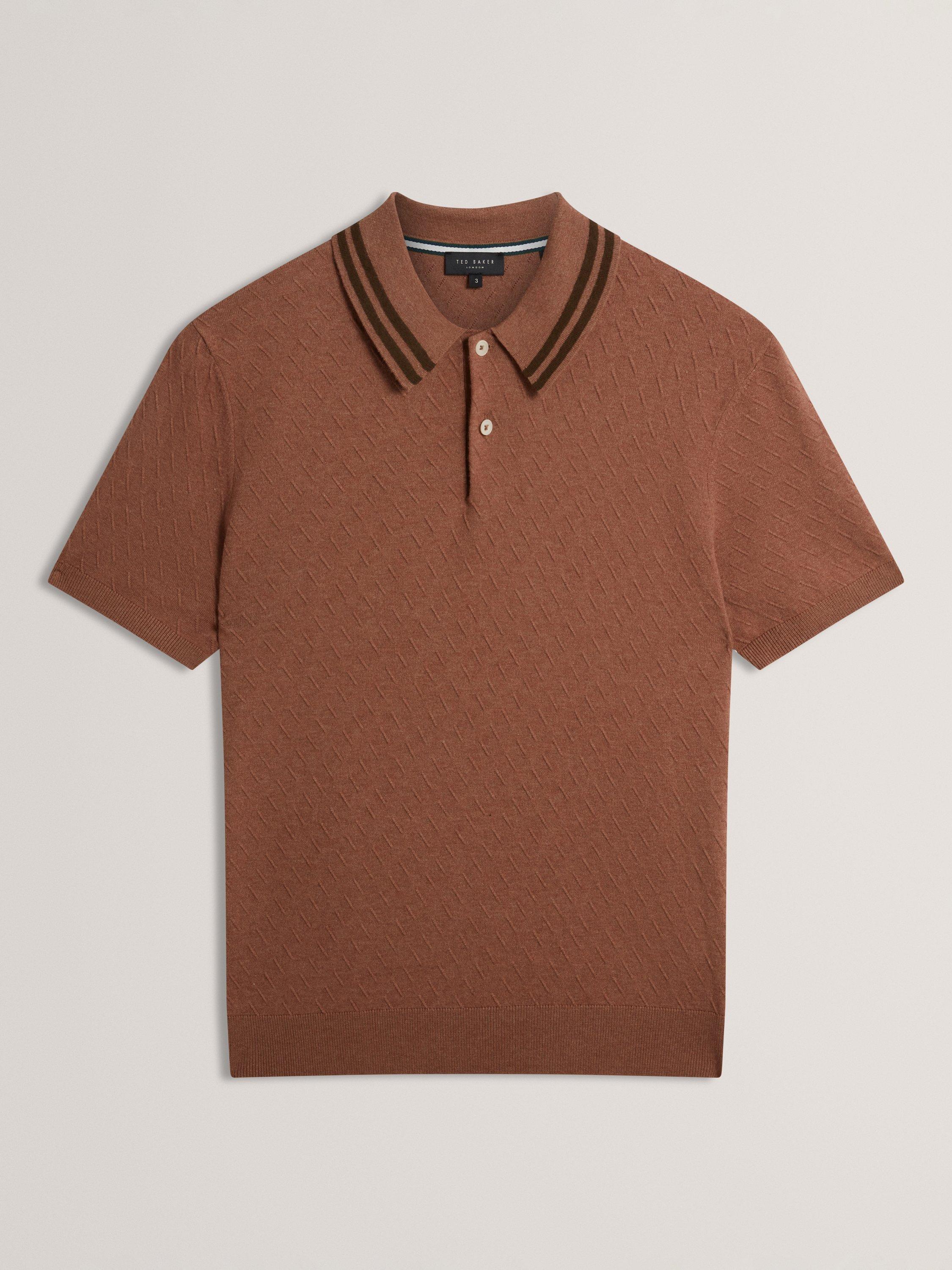 Product image 8 of 8, which shows Ted Baker Broch Regular Fit Short Sleeve Polo Shirt, Tan, S