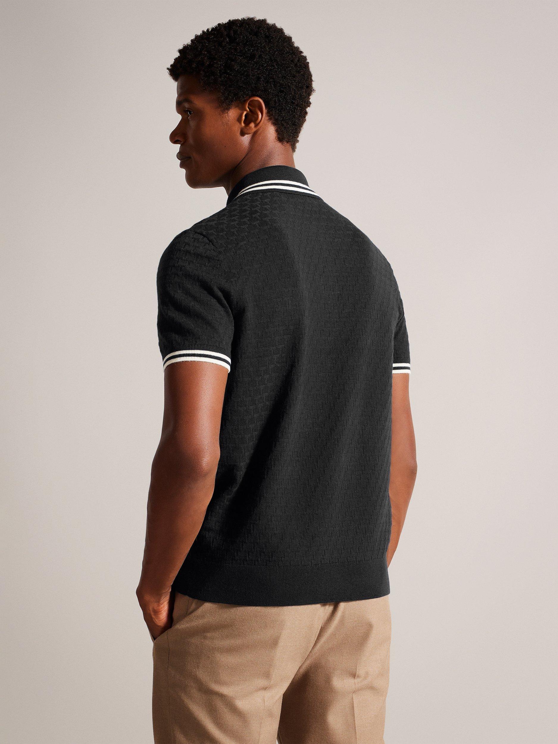 Product image 2 of 7, which shows Ted Baker Mahani Regular Fit Zip Neck Polo Shirt, Black, M