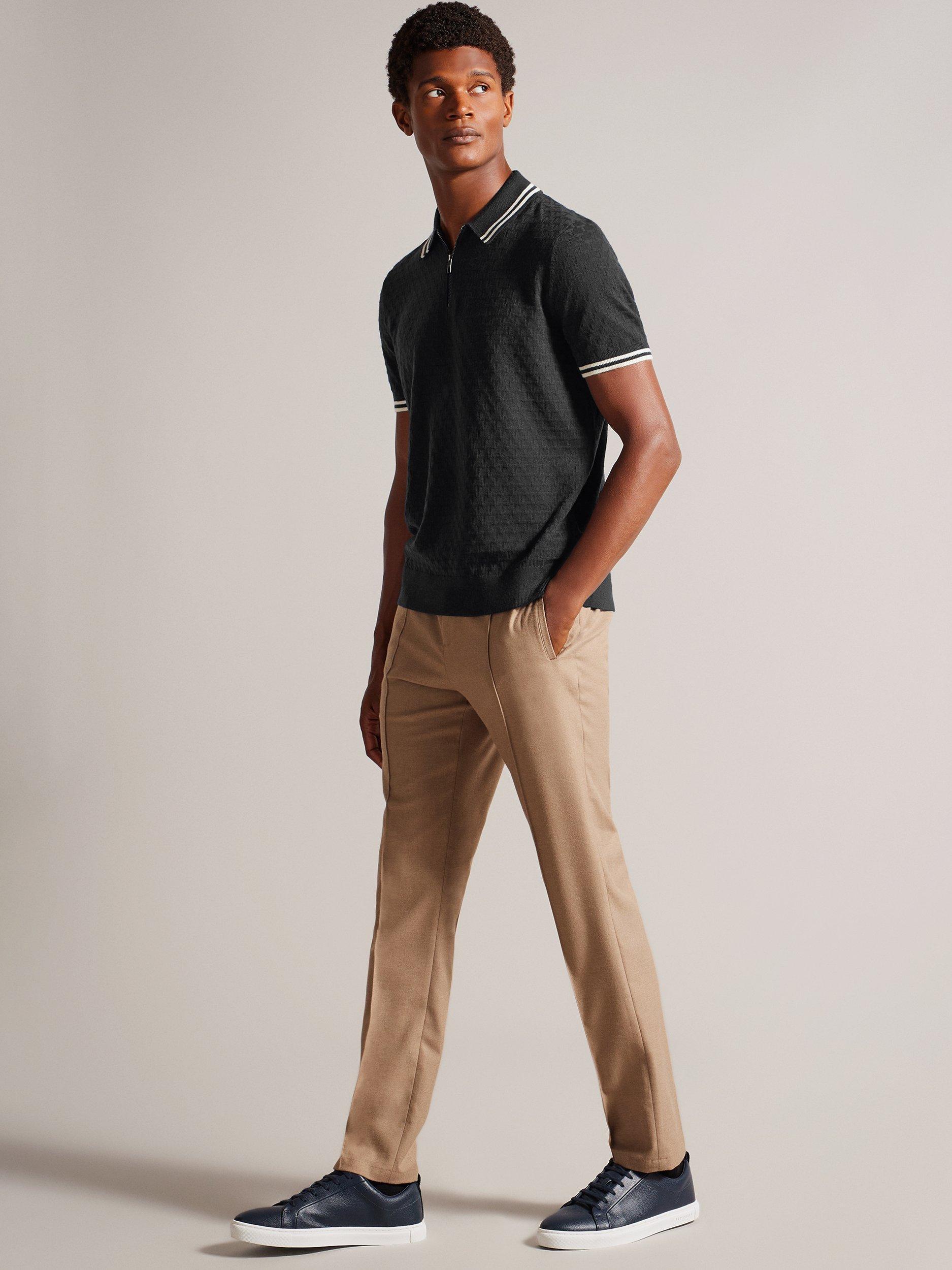 Product image 3 of 7, which shows Ted Baker Mahani Regular Fit Zip Neck Polo Shirt, Black, M