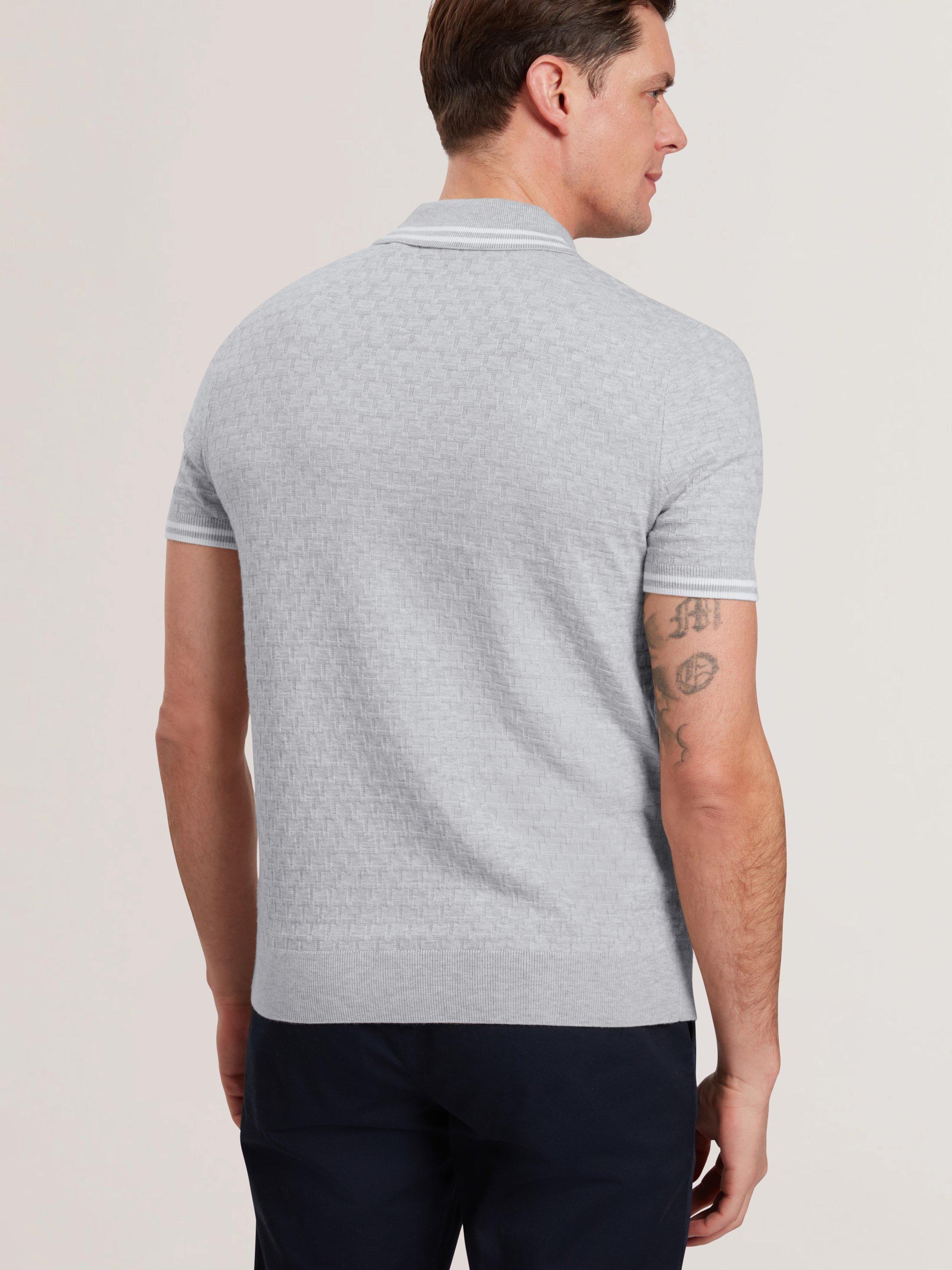 Product image 2 of 6, which shows Ted Baker Mahani Regular Fit Zip Neck Polo Shirt, Grey Marl, S