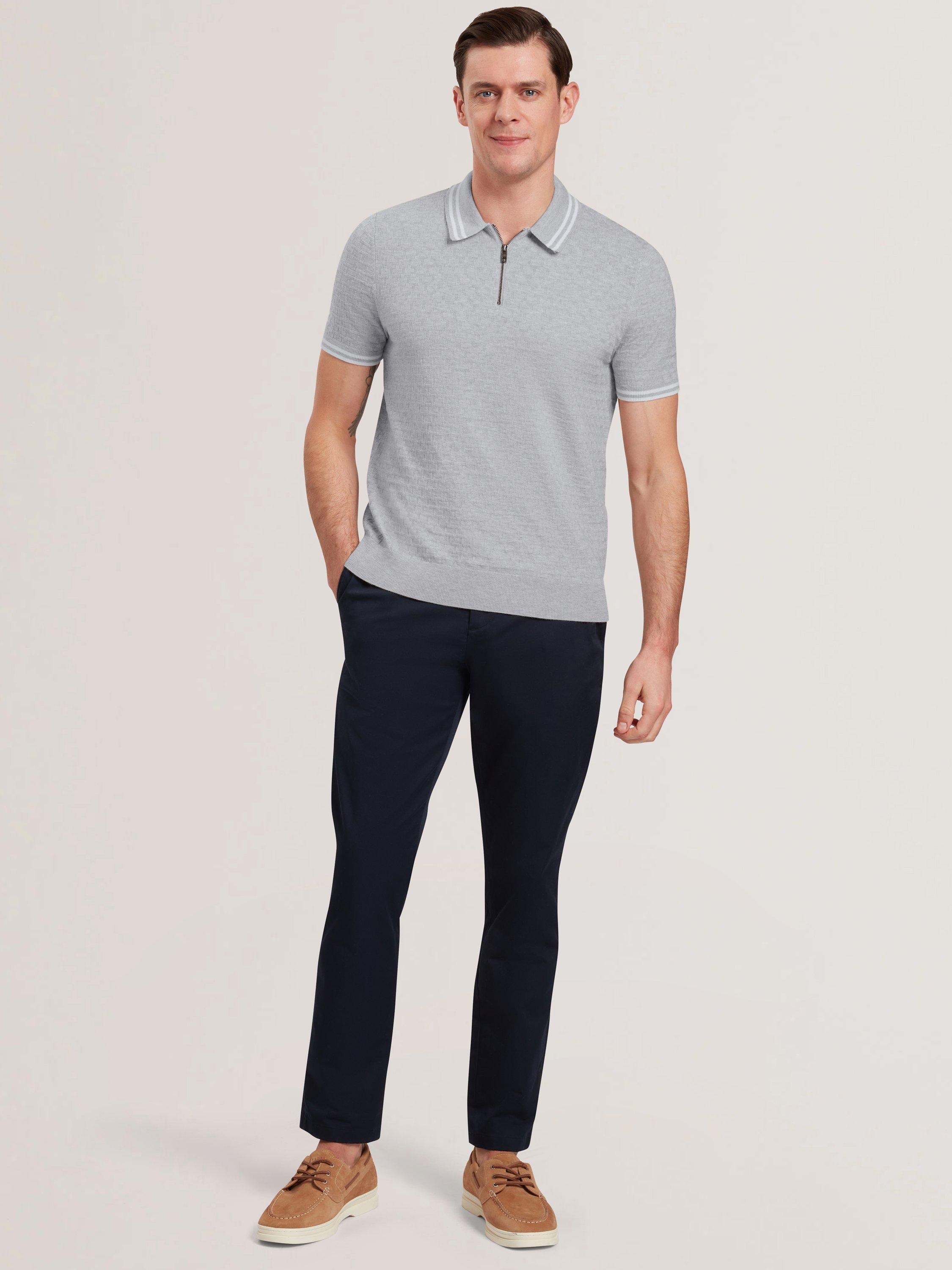 Product image 3 of 6, which shows Ted Baker Mahani Regular Fit Zip Neck Polo Shirt, Grey Marl, S