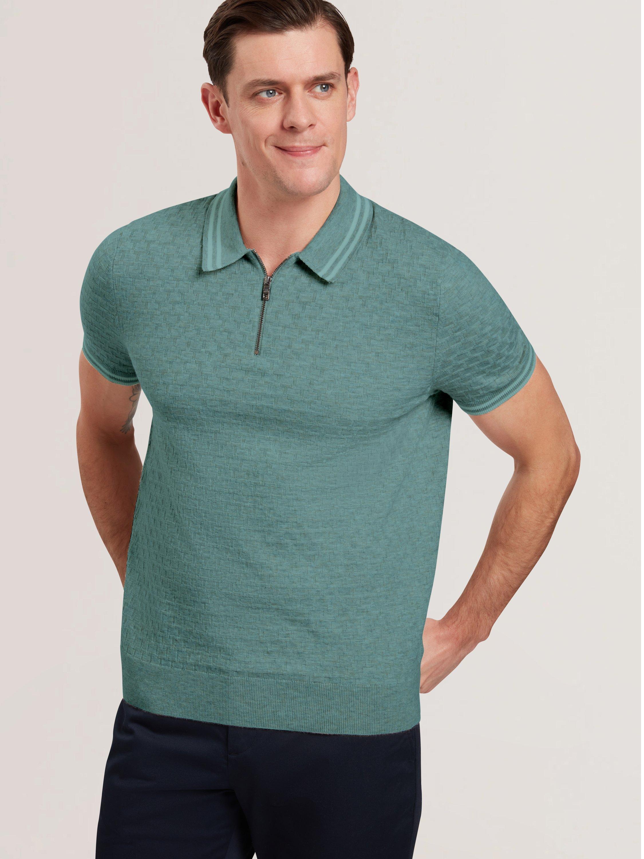Product image 1 of 3, which shows Ted Baker Mahani Regular Fit Half-Zip Polo Shirt, Green, L