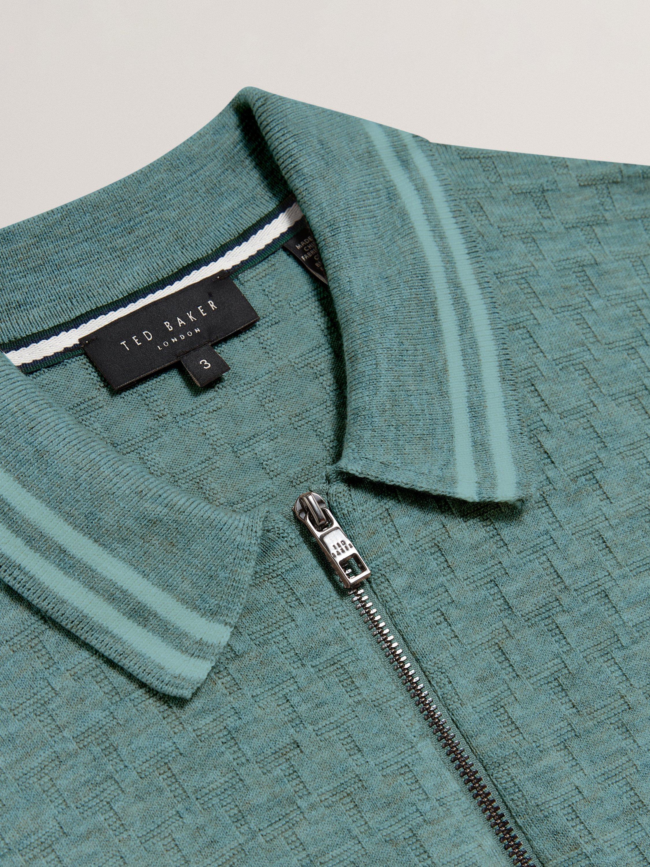 Product image 3 of 3, which shows Ted Baker Mahani Regular Fit Half-Zip Polo Shirt, Green, L