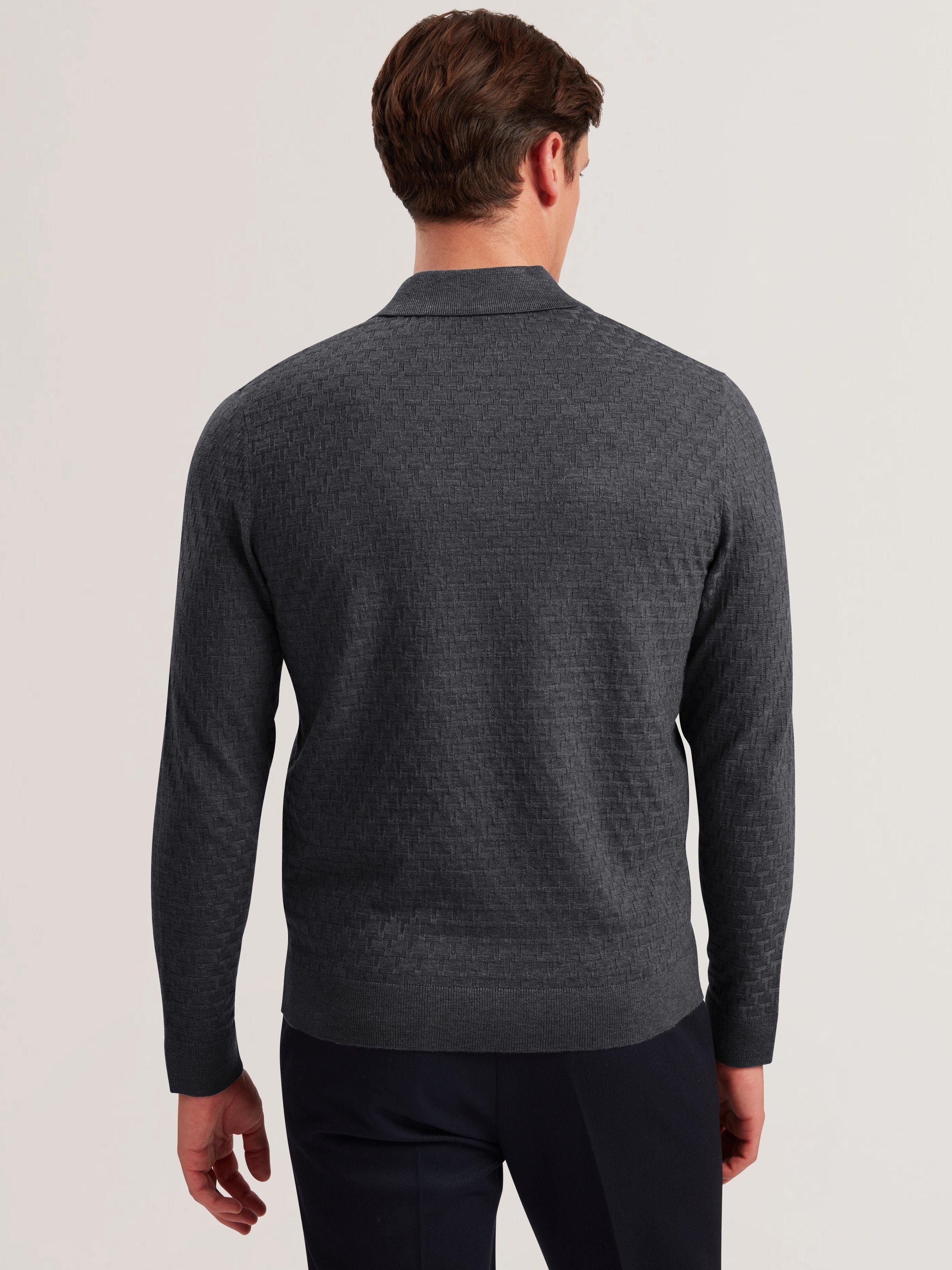 Product image 2 of 5, which shows Ted Baker Morar Stitch Knitted Polo Shirt, Black, XS