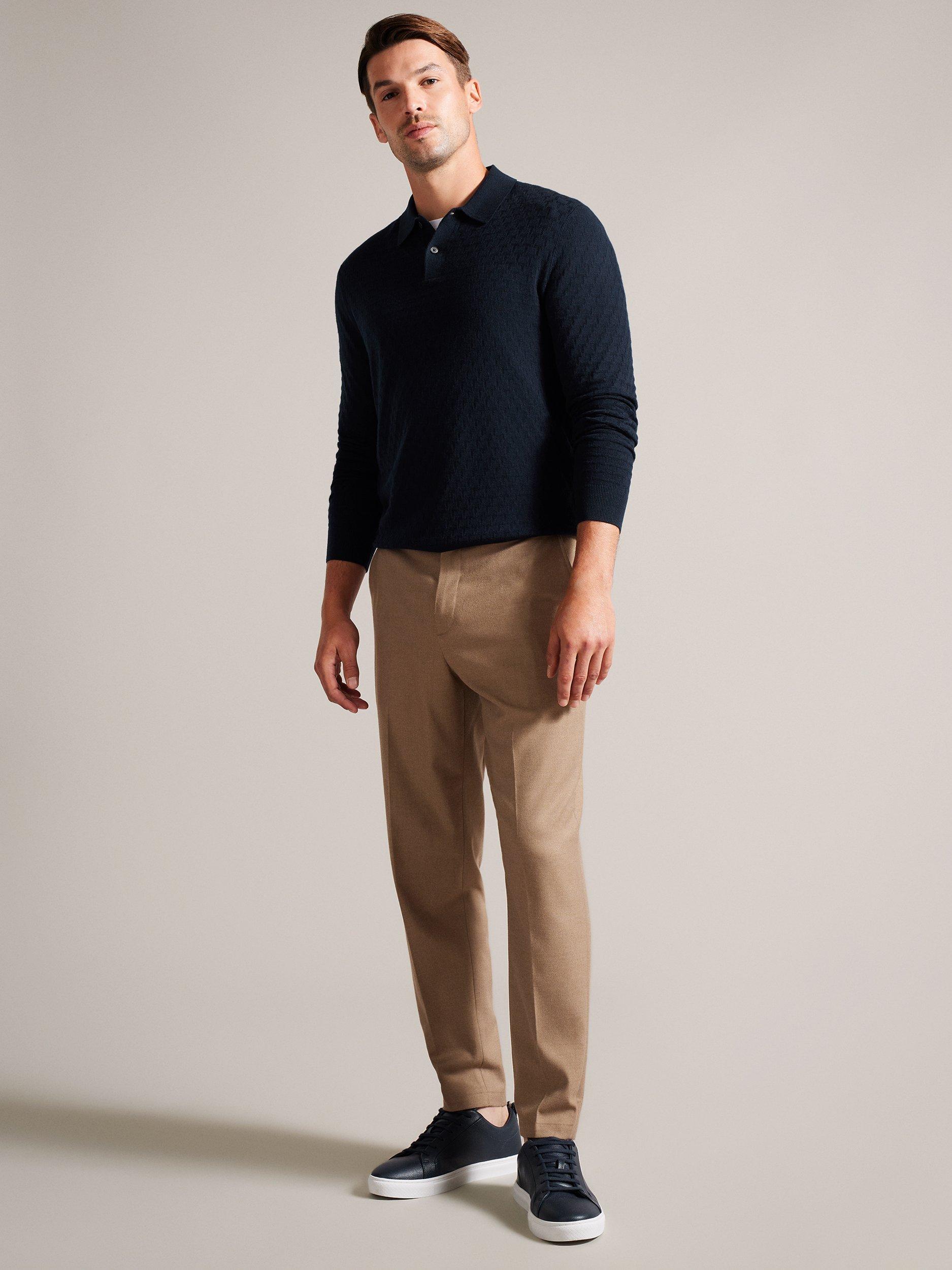 Product image 3 of 7, which shows Ted Baker Morar Stitch Knitted Polo Shirt, Navy Green, XL