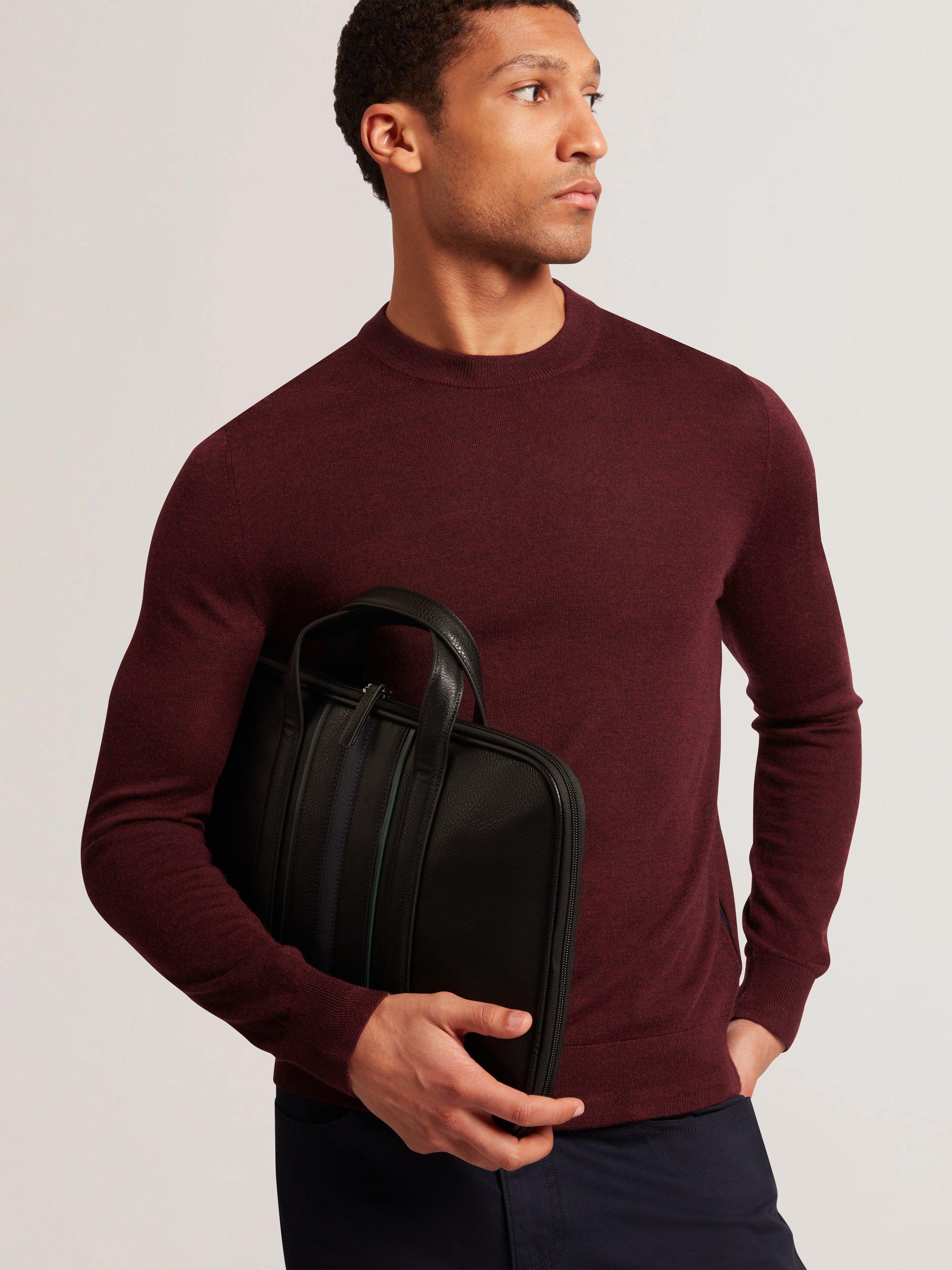 Product image 3 of 11, which shows Ted Baker Carnby Crew Neck Wool Jumper, Maroon, L