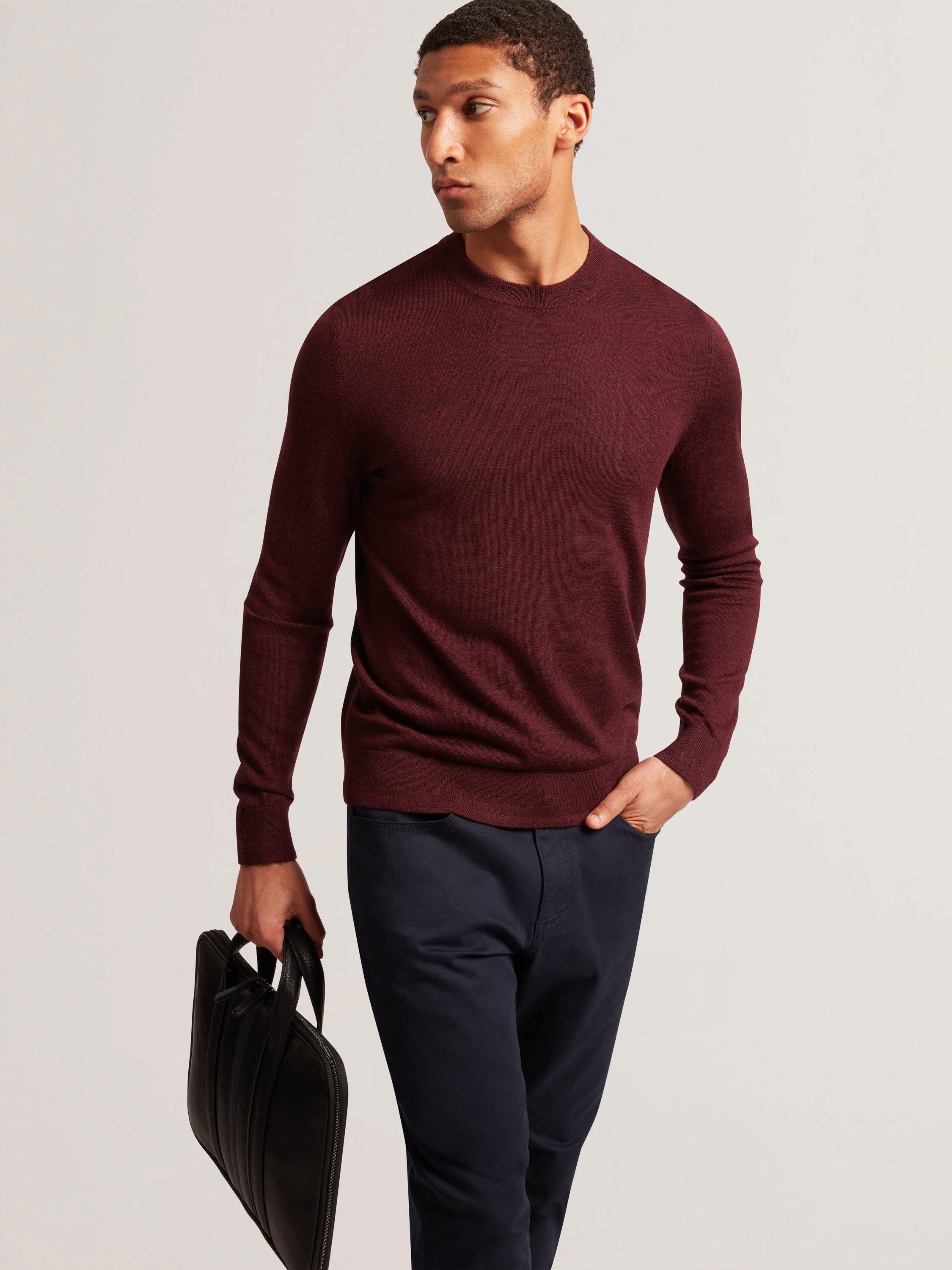Product image 4 of 11, which shows Ted Baker Carnby Crew Neck Wool Jumper, Maroon, L