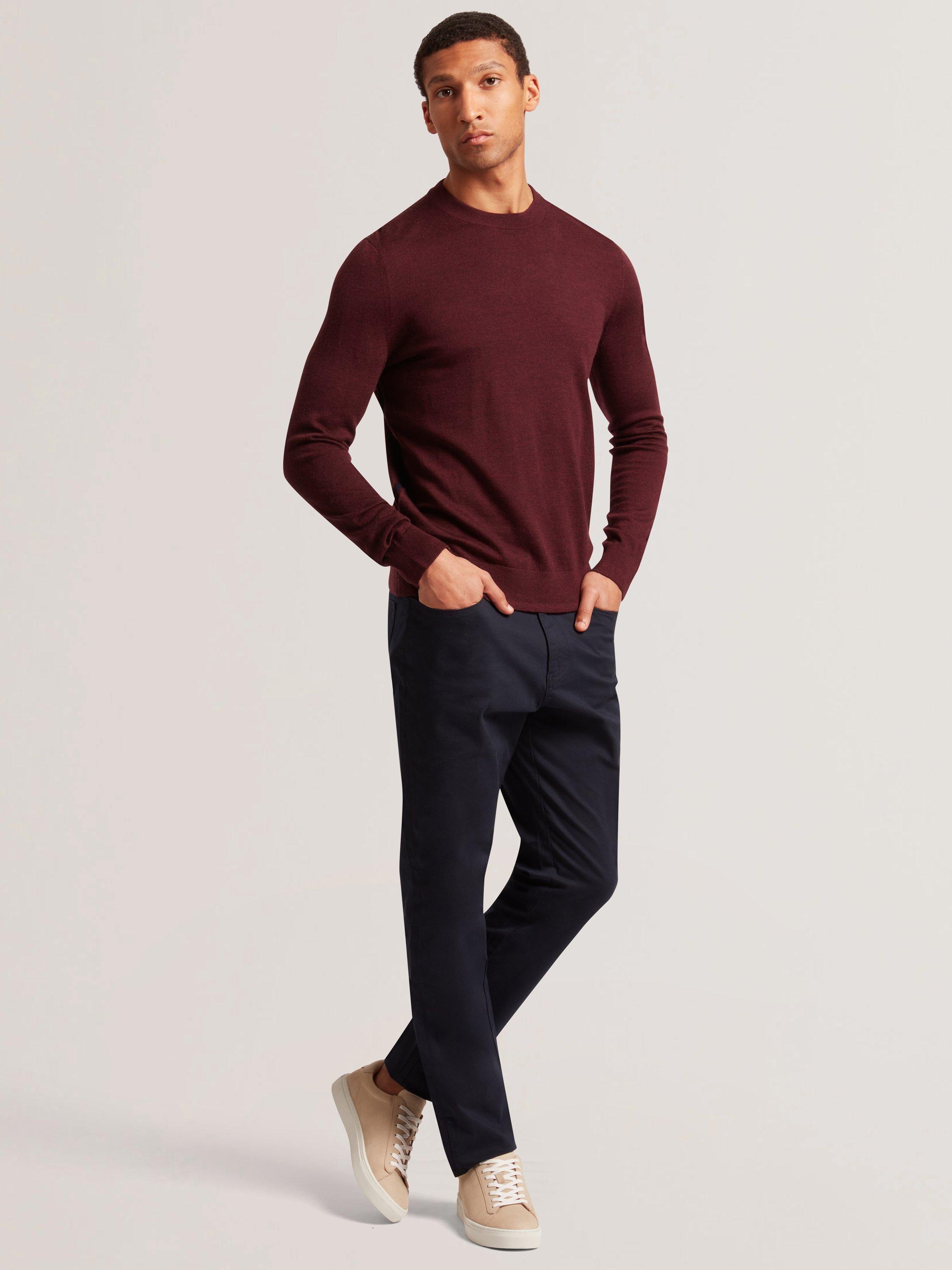 Product image 5 of 11, which shows Ted Baker Carnby Crew Neck Wool Jumper, Maroon, L