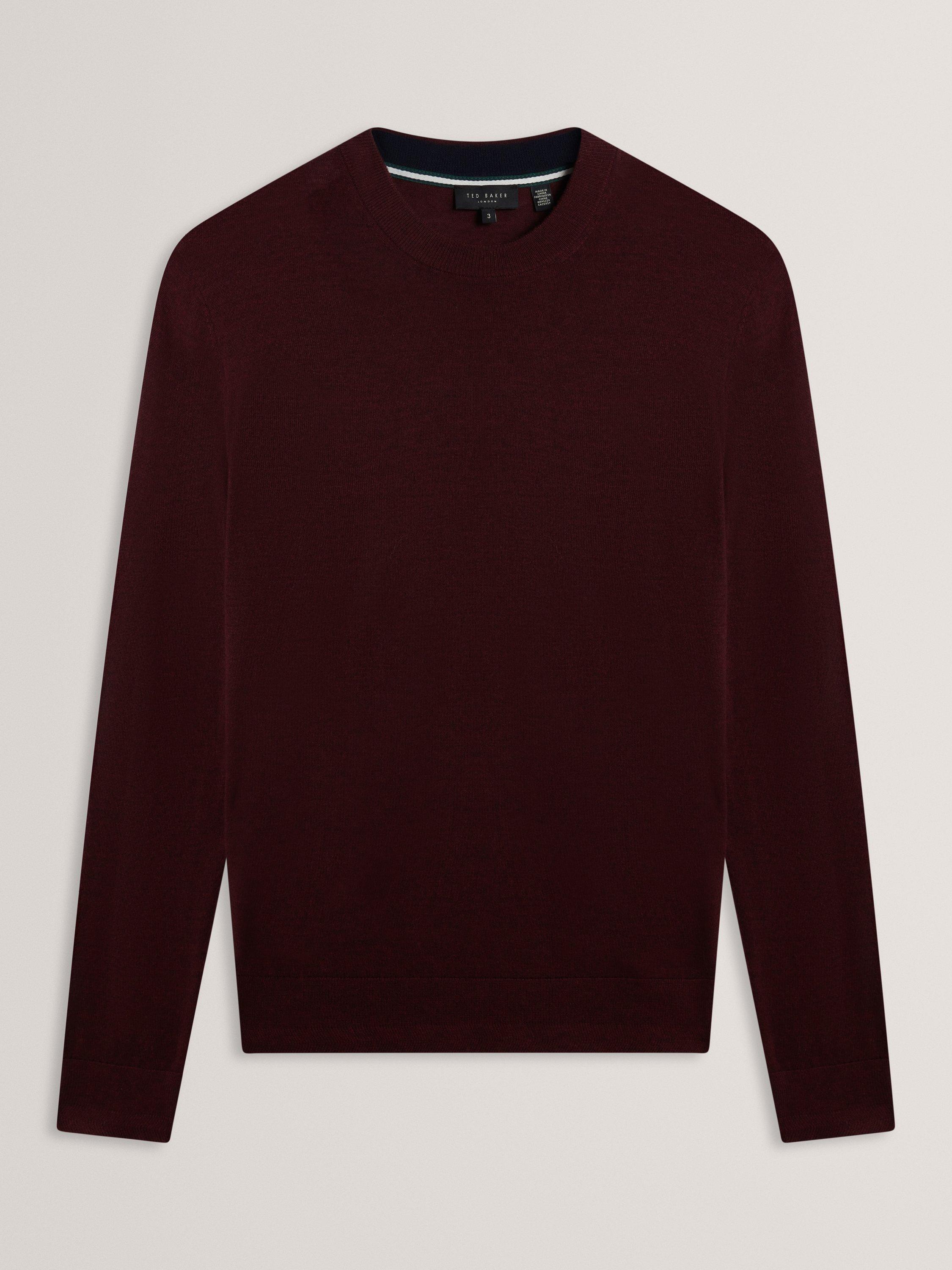Product image 8 of 11, which shows Ted Baker Carnby Crew Neck Wool Jumper, Maroon, L