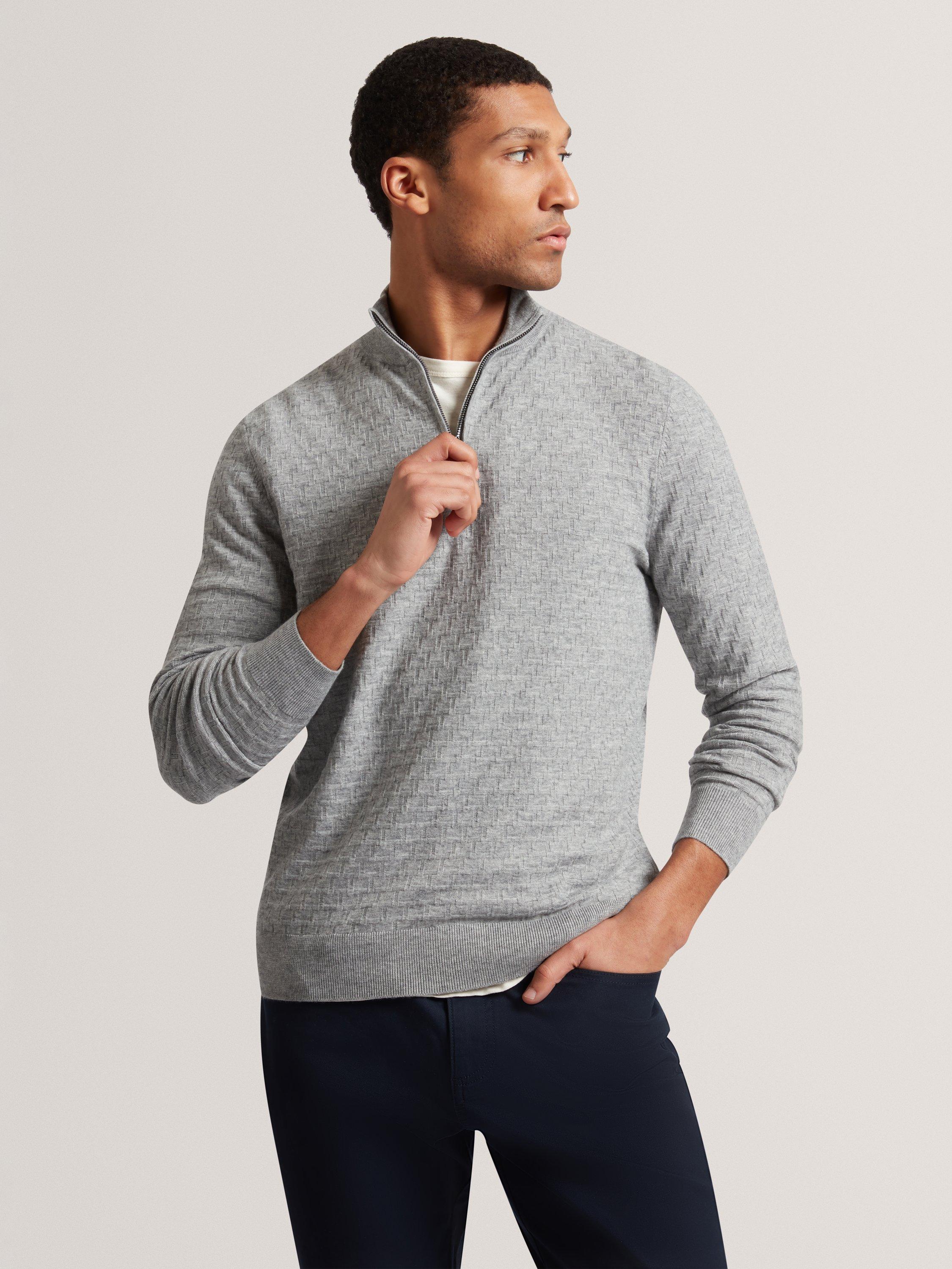 Product image 3 of 8, which shows Ted Baker Kurnle Half-Zip Jumper, Grey Marl, M