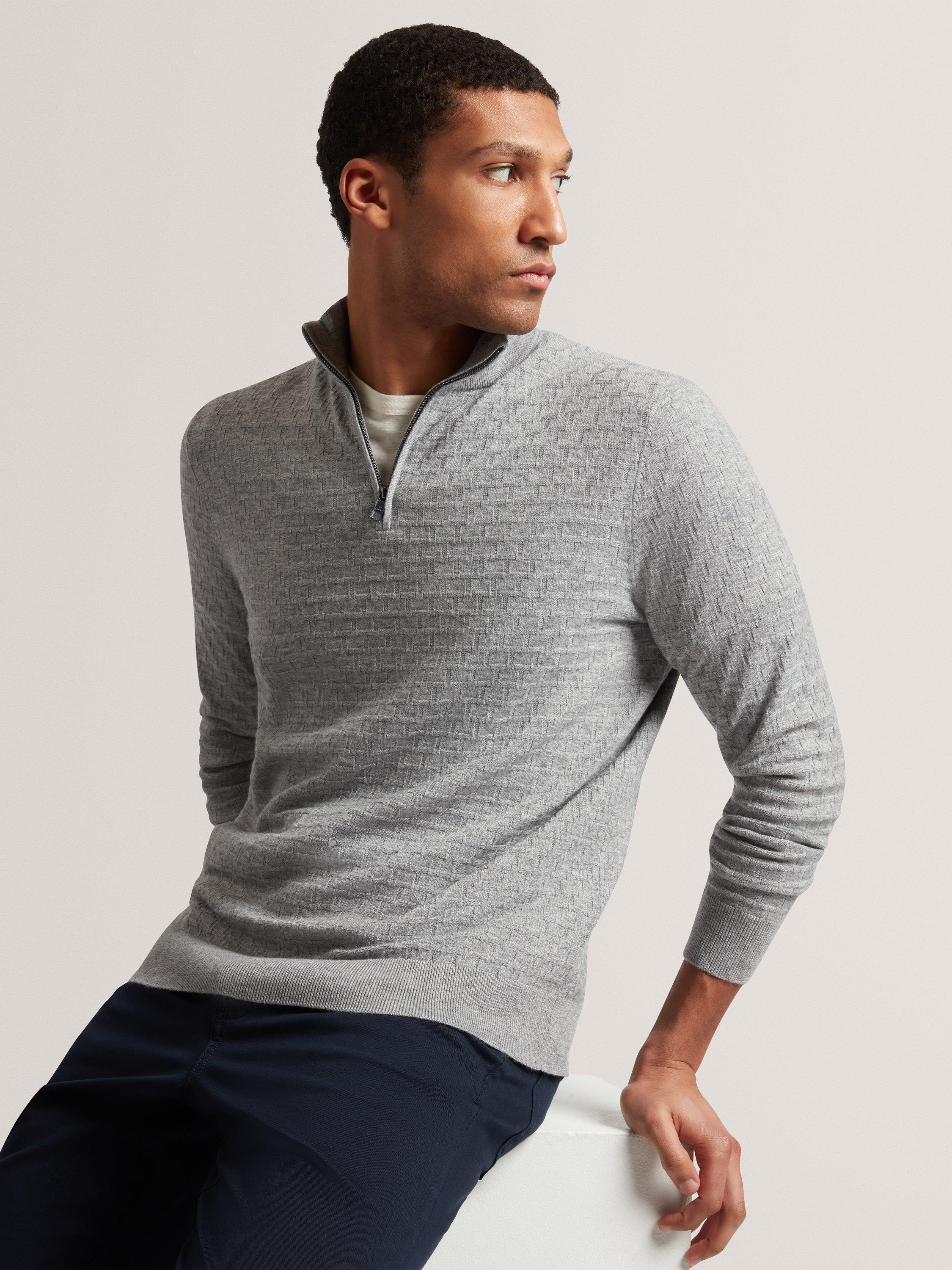 Product image 4 of 8, which shows Ted Baker Kurnle Half-Zip Jumper, Grey Marl, M
