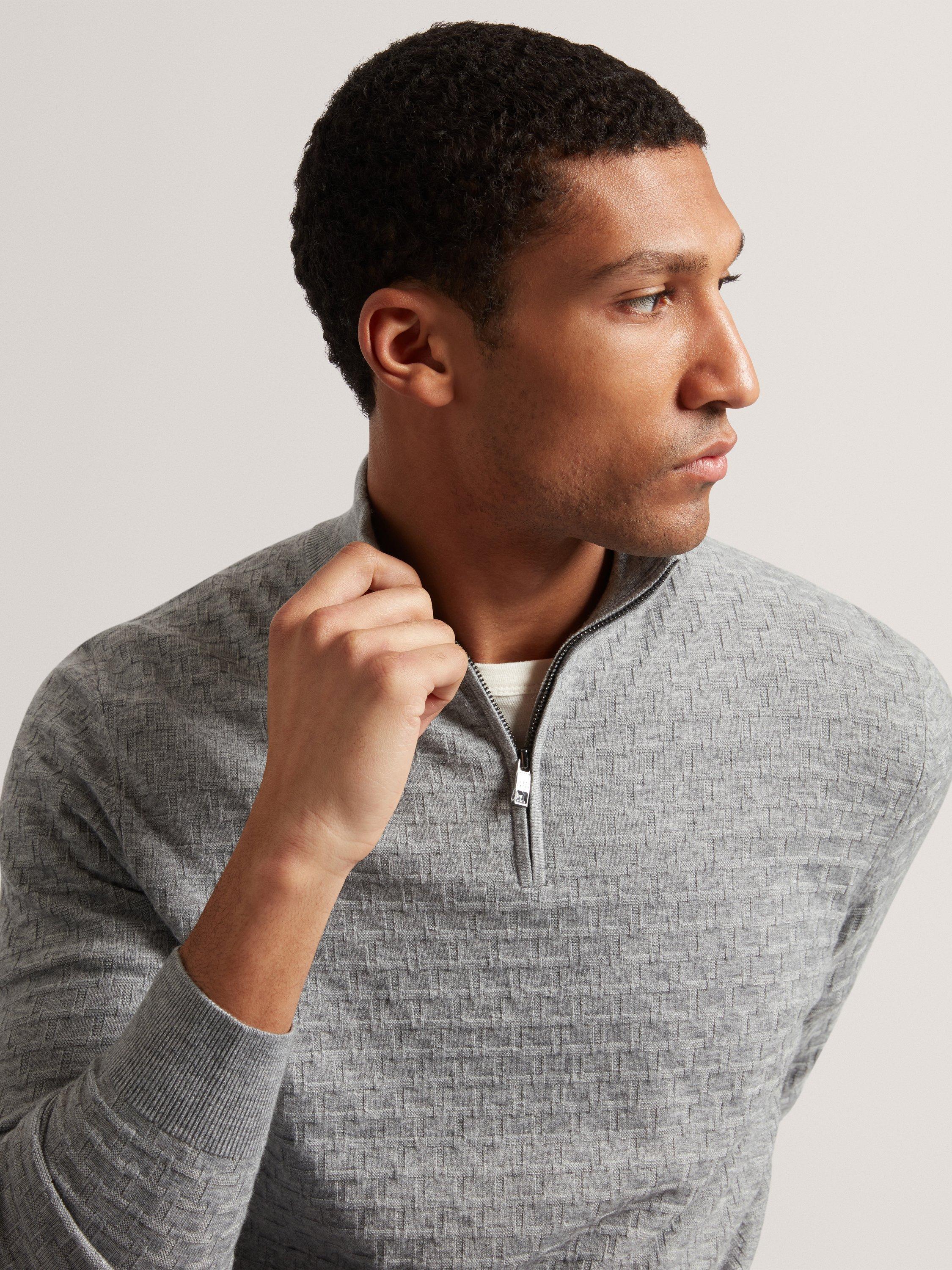 Product image 6 of 8, which shows Ted Baker Kurnle Half-Zip Jumper, Grey Marl, M