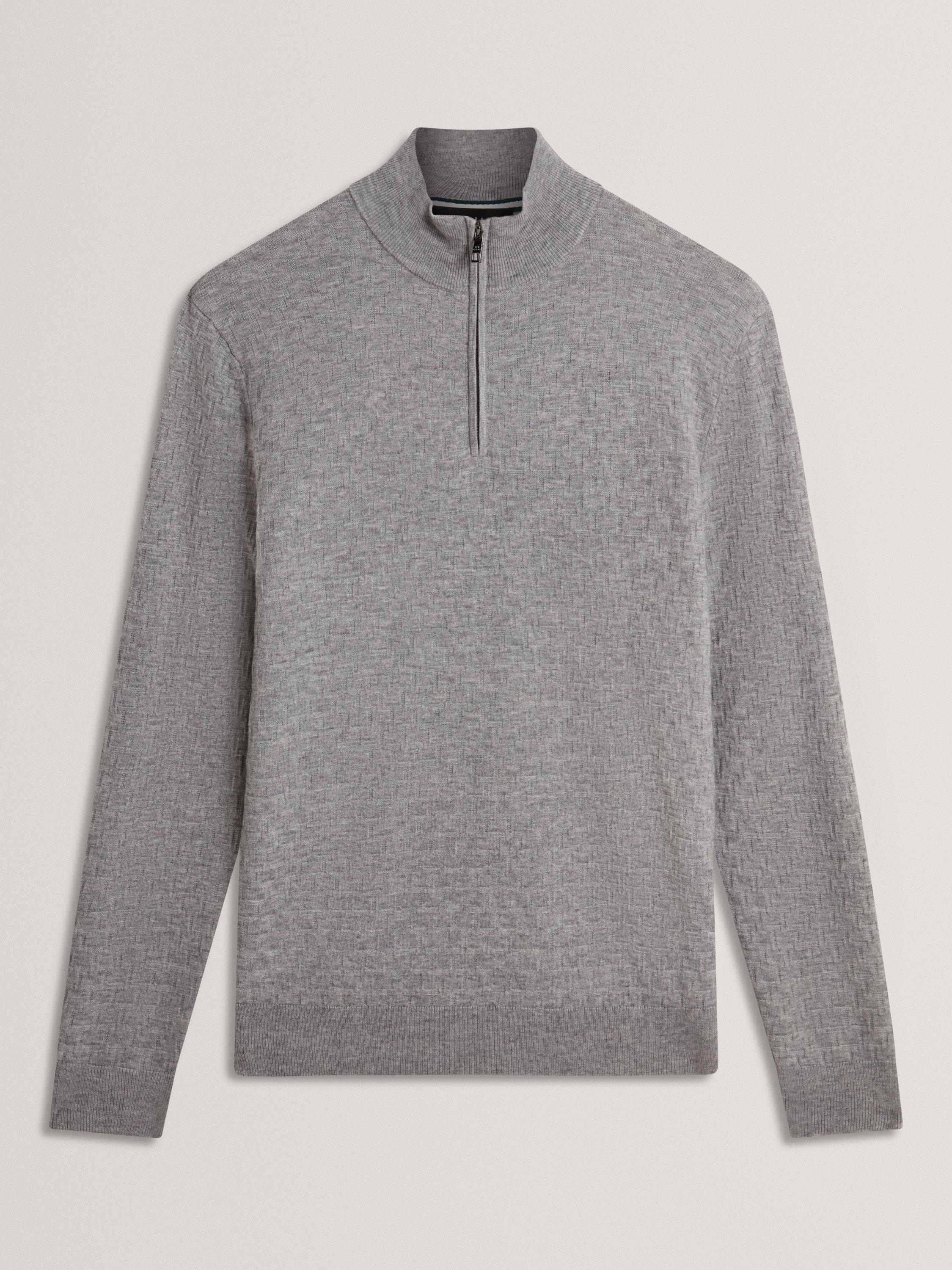 Product image 8 of 8, which shows Ted Baker Kurnle Half-Zip Jumper, Grey Marl, M